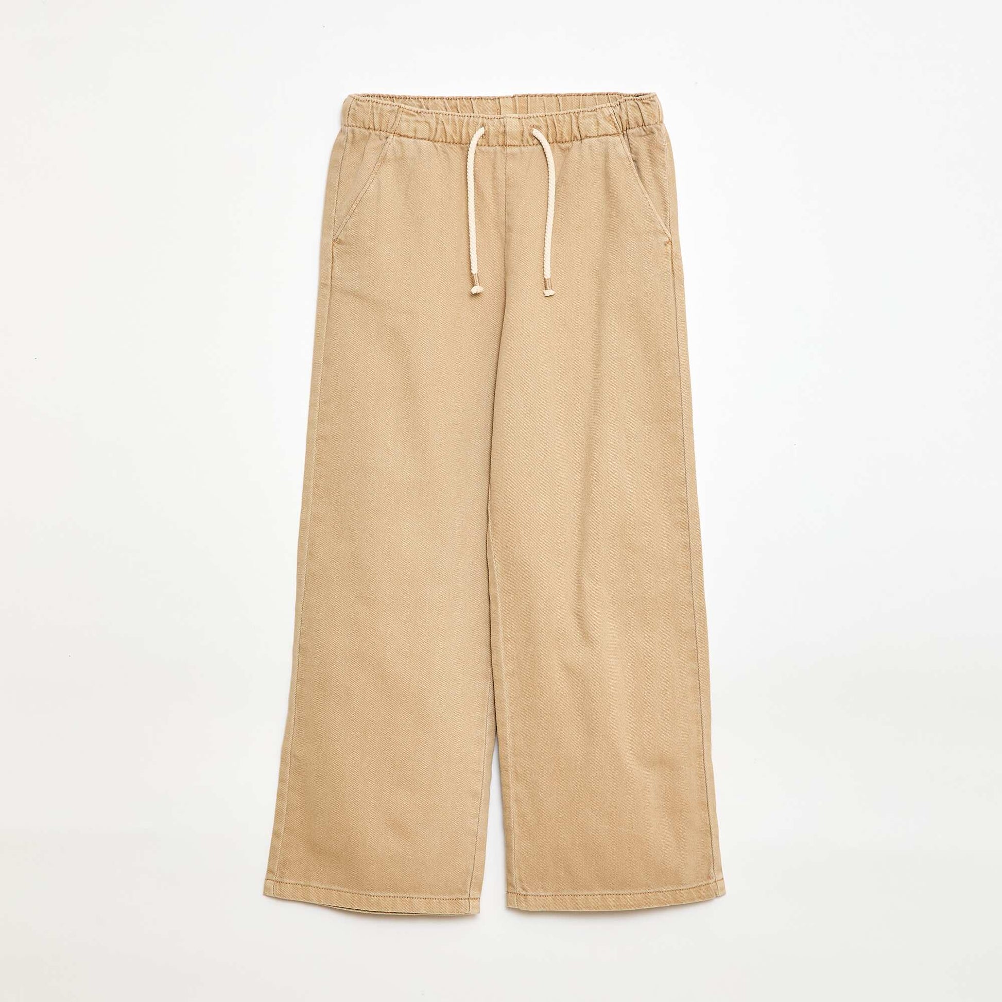 Pantalon en twill avec cordons de serrage BEIGE