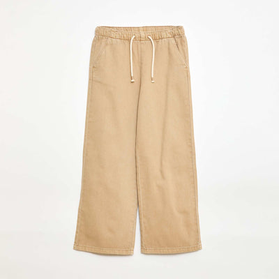 Pantalon en twill avec cordons de serrage BEIGE