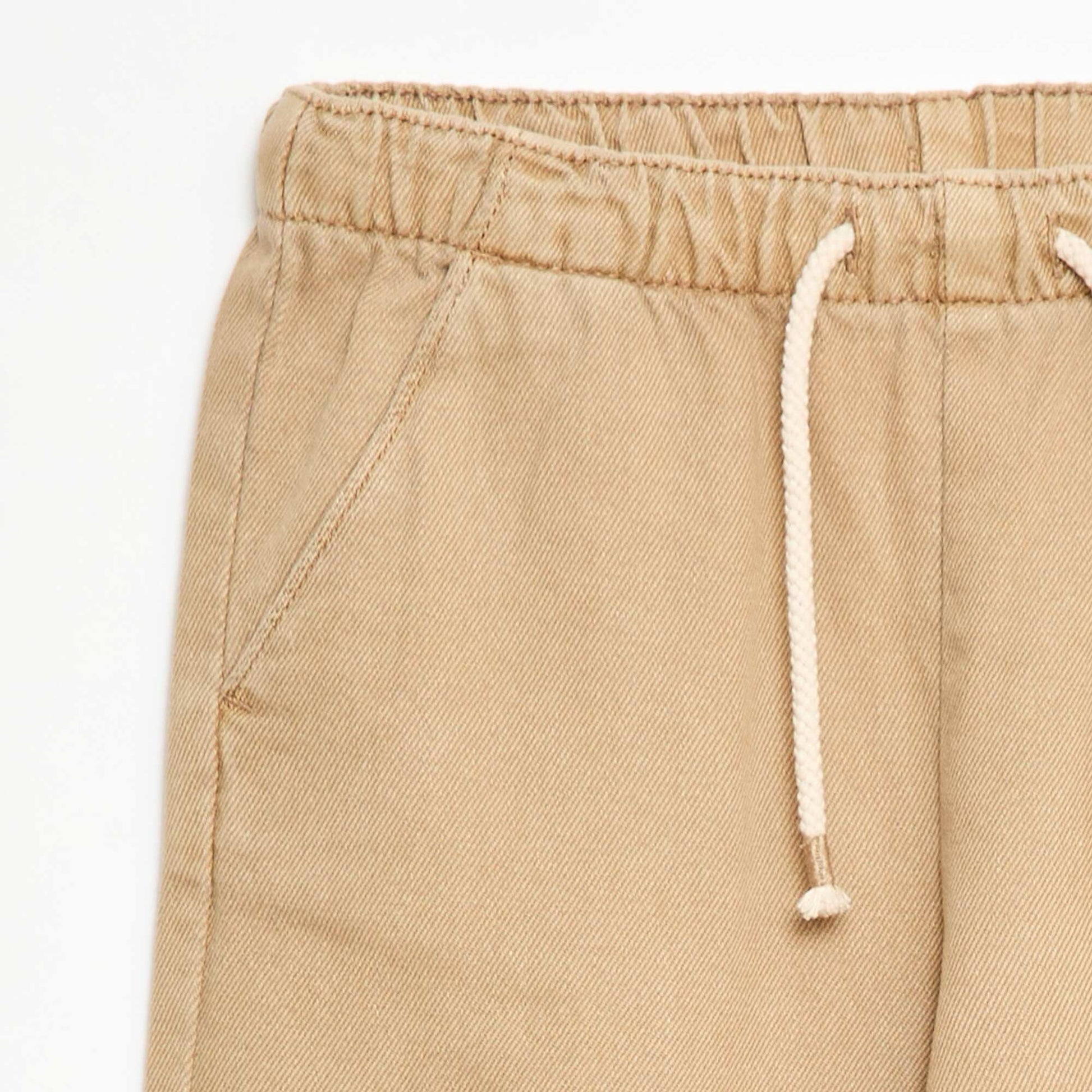 Pantalon en twill avec cordons de serrage BEIGE
