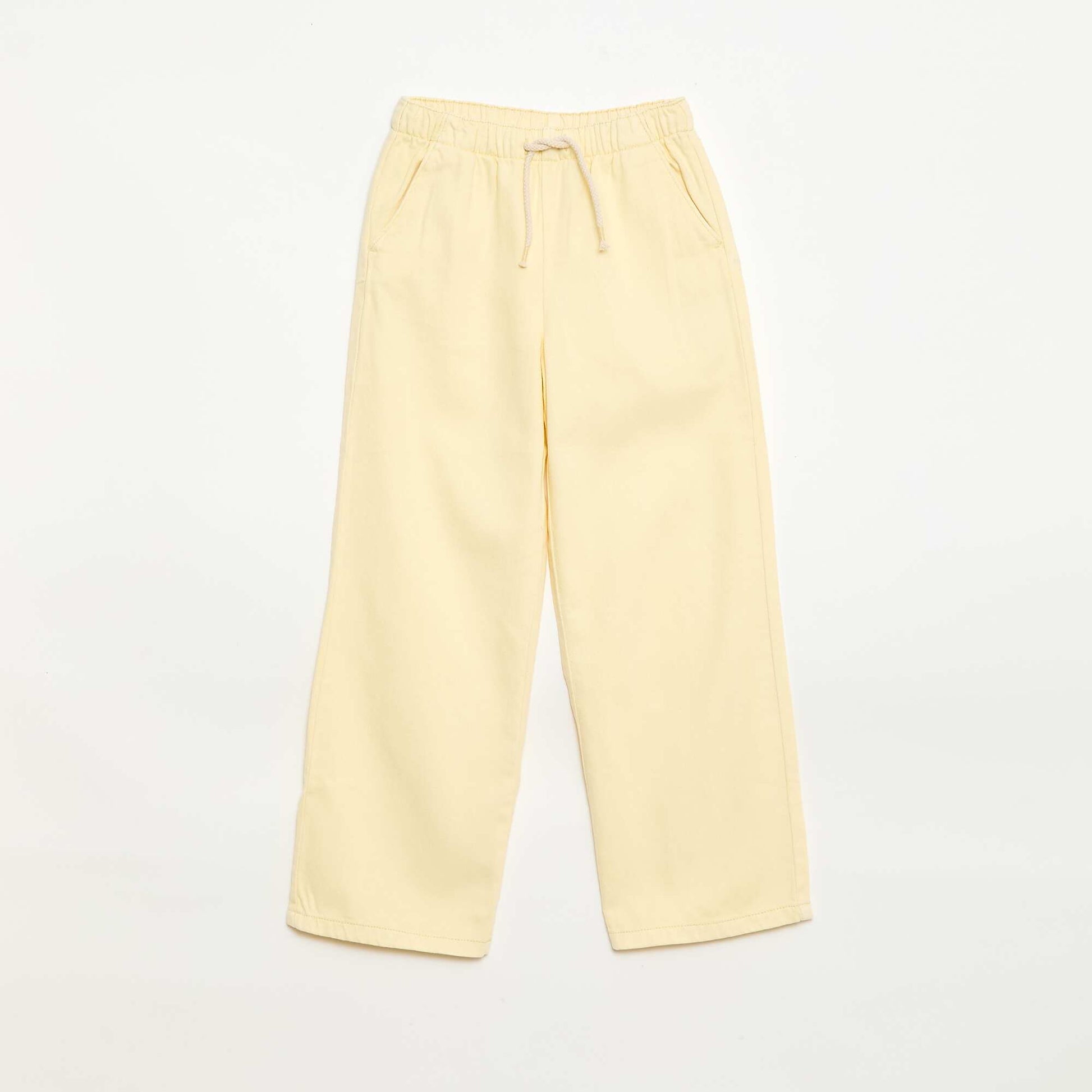 Pantalon en twill avec cordons de serrage JAUNE