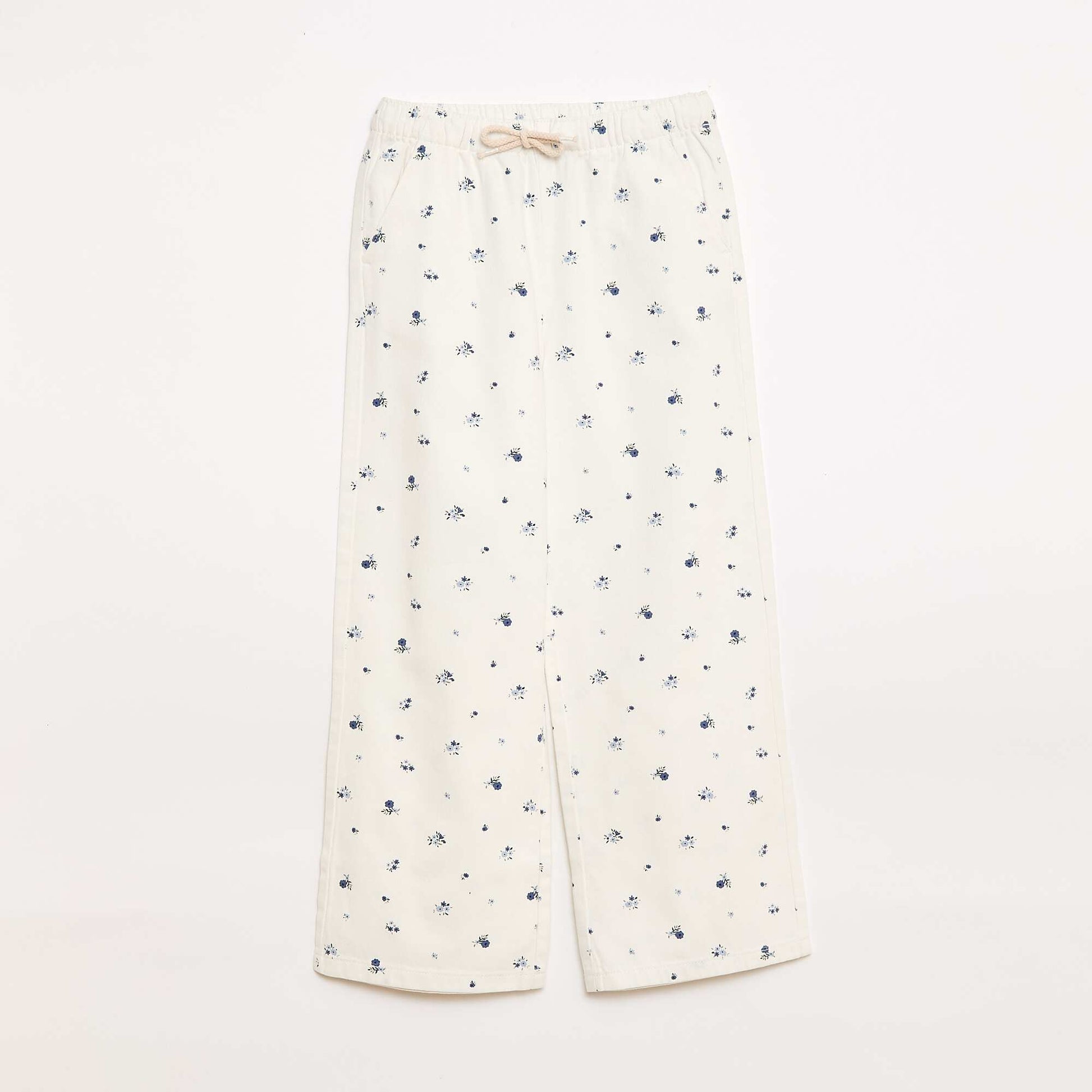 Pantalon en twill avec cordons de serrage BLANC