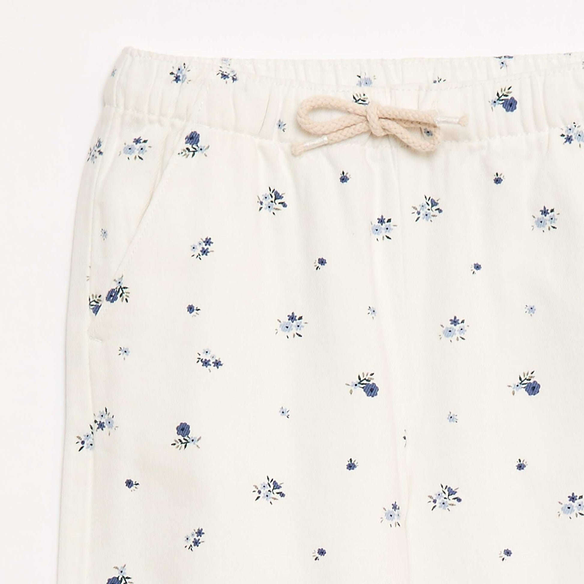 Pantalon en twill avec cordons de serrage BLANC