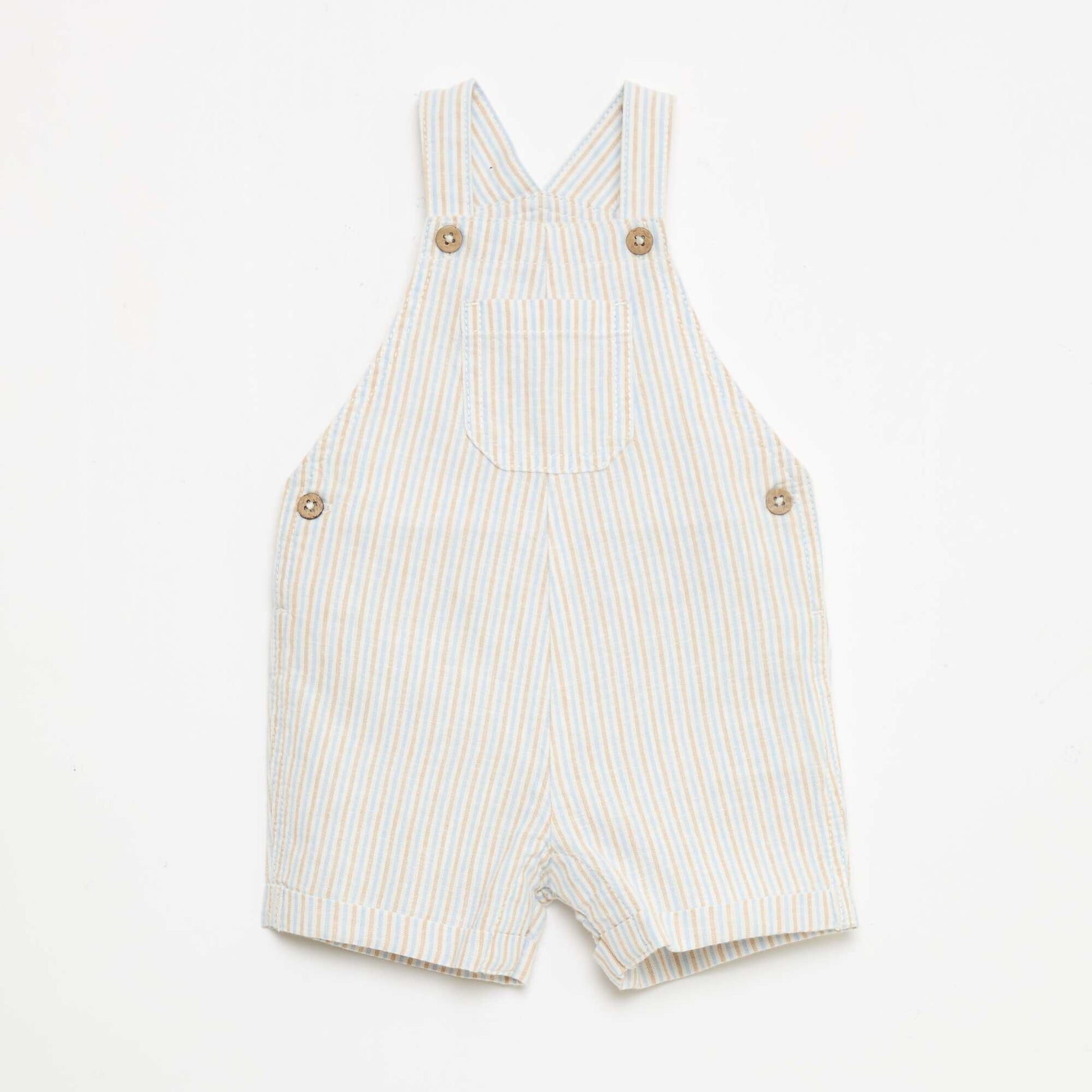 Salopette short rayée en lin mélangé BEIGE