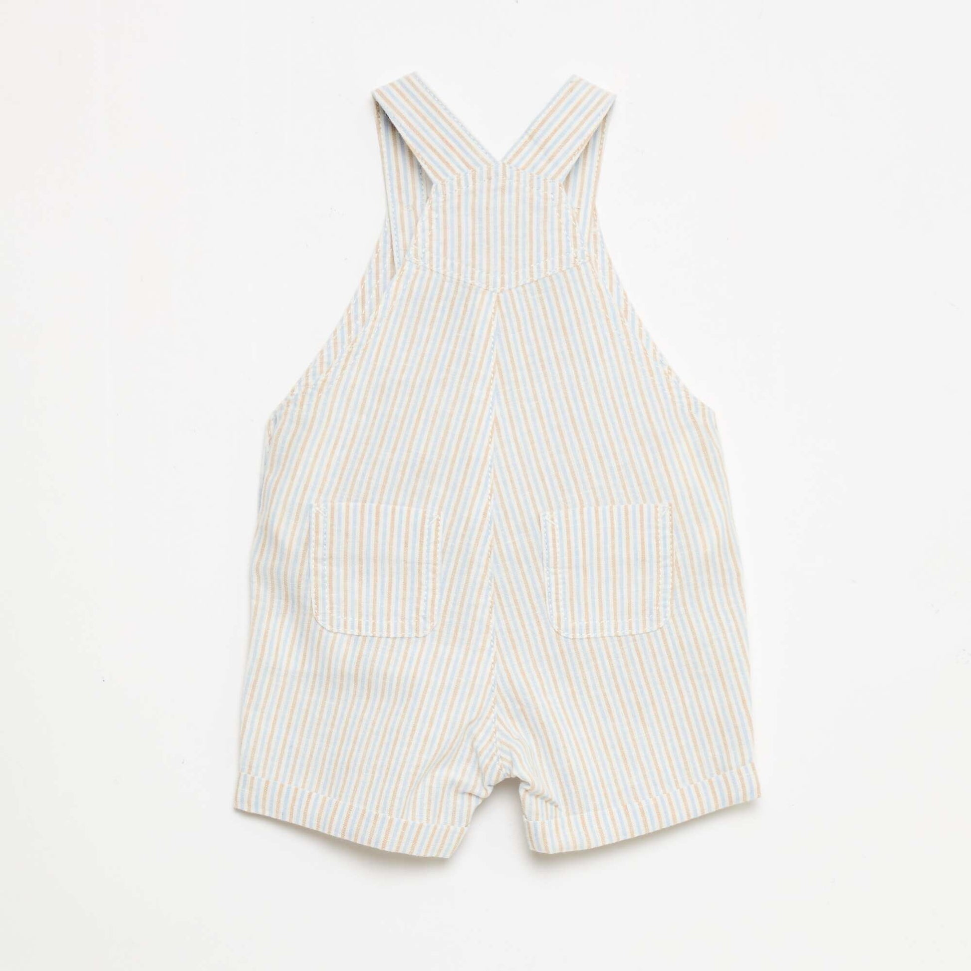 Salopette short rayée en lin mélangé BEIGE