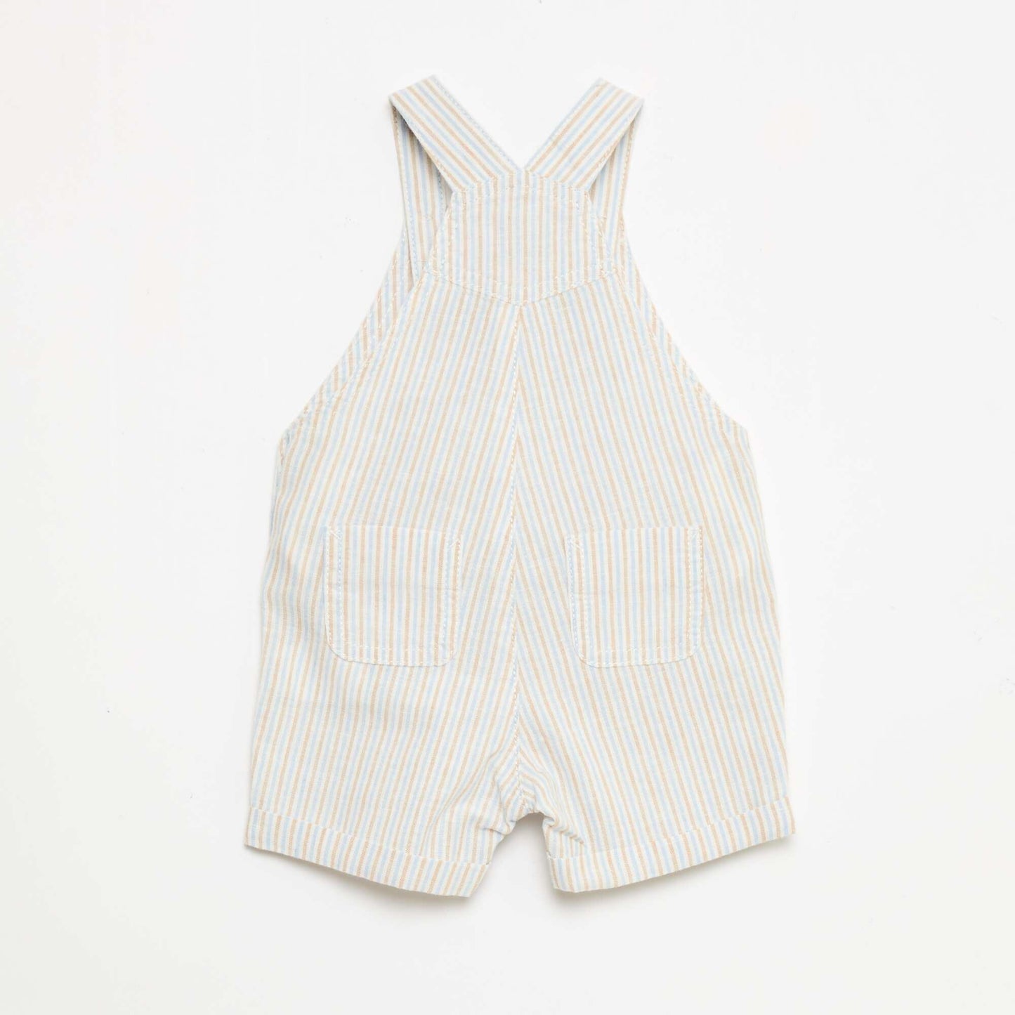 Salopette short rayée en lin mélangé BEIGE