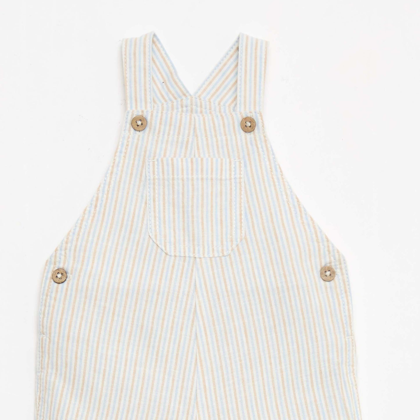 Salopette short rayée en lin mélangé BEIGE