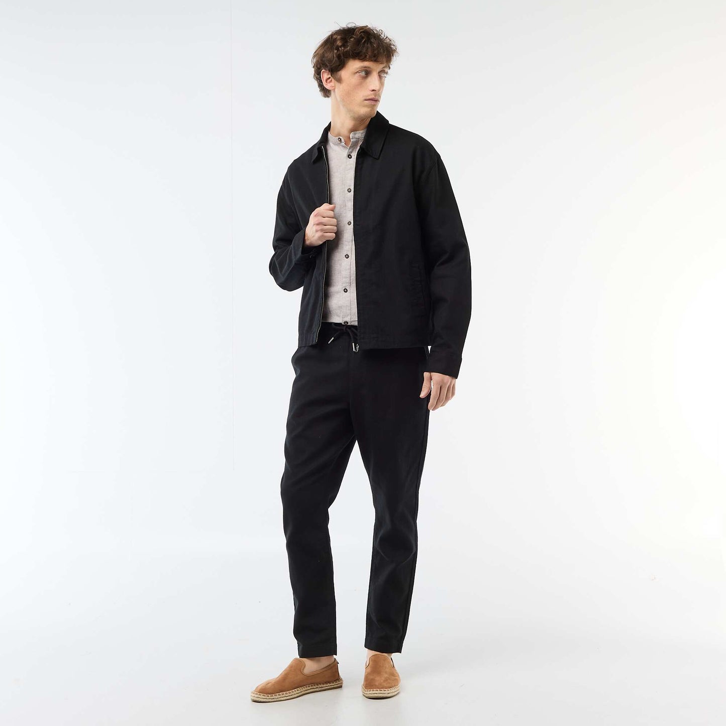 Veste en twill zippée unie NOIR