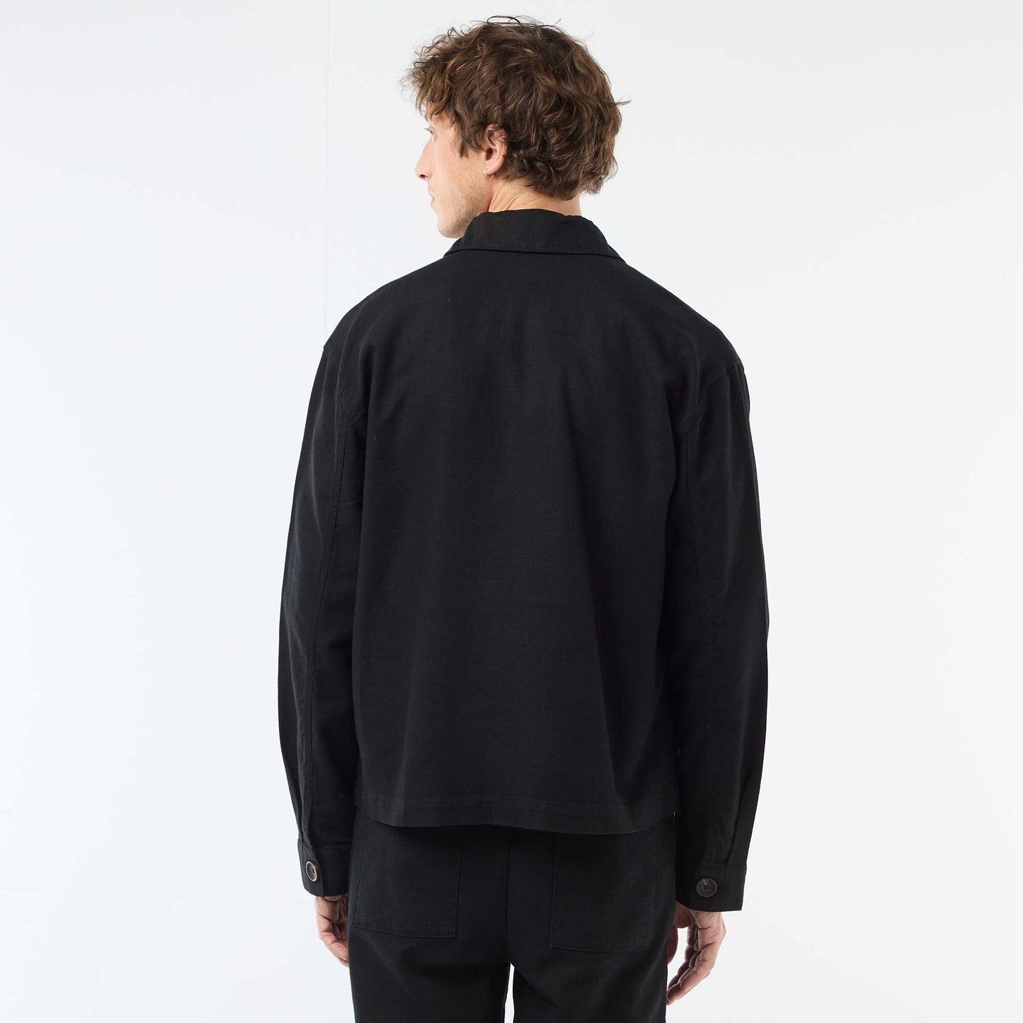 Veste en twill zippée unie NOIR