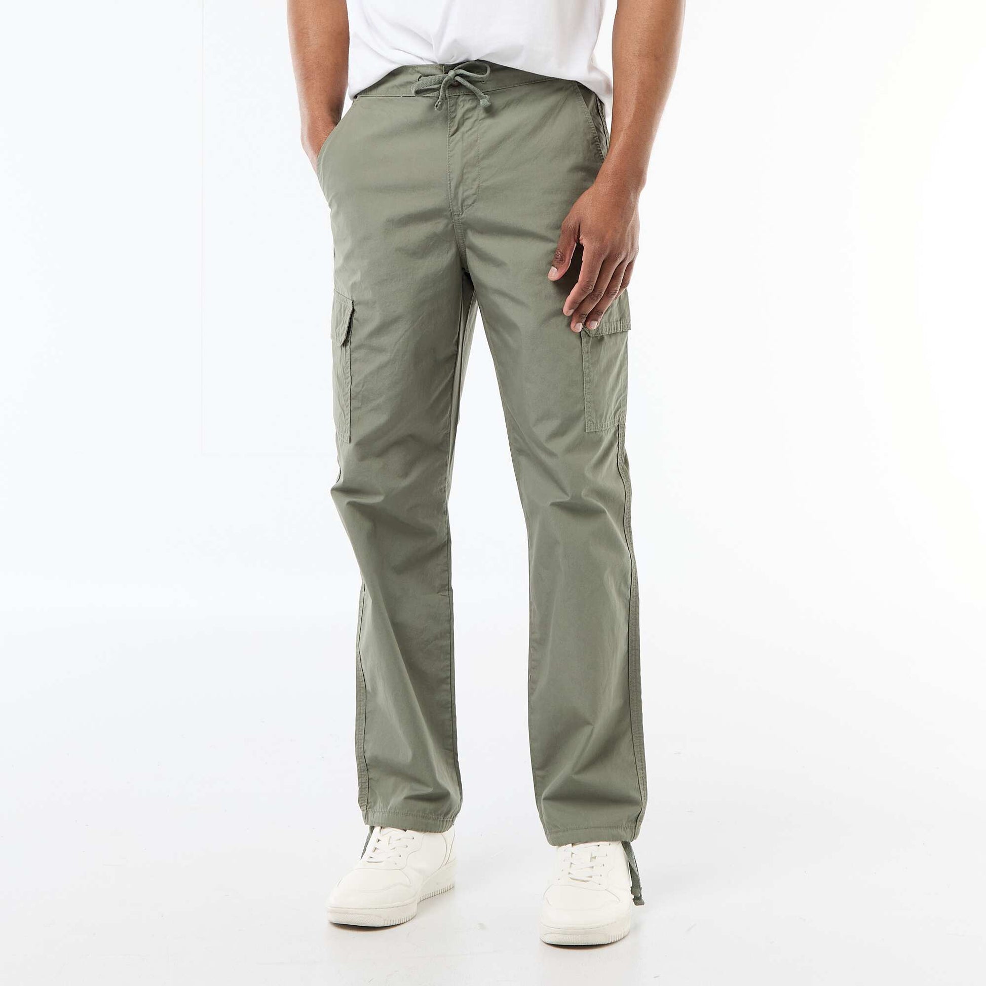 Pantalon multipoche regular fit VERT