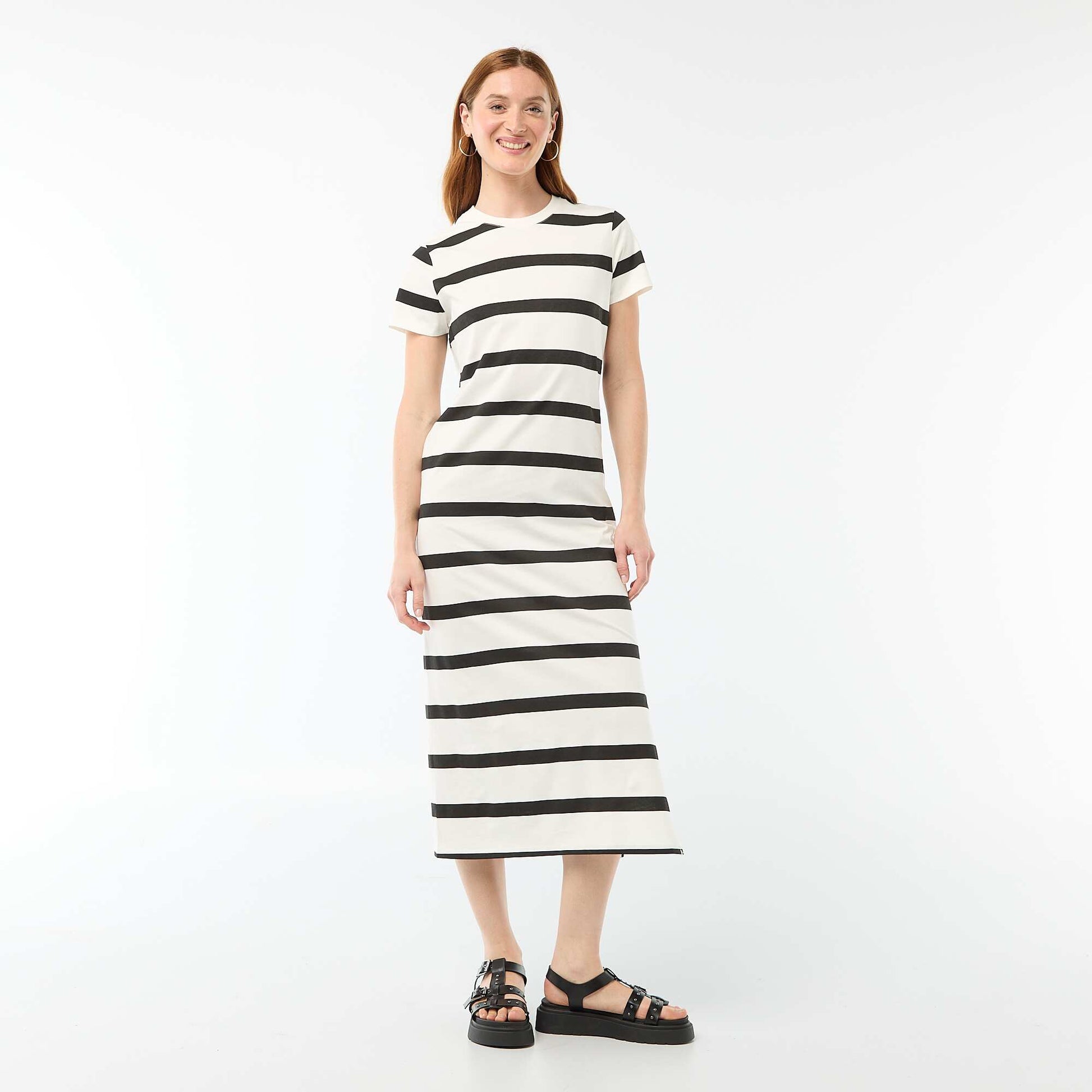Robe longue en jersey manches courtes BLANC