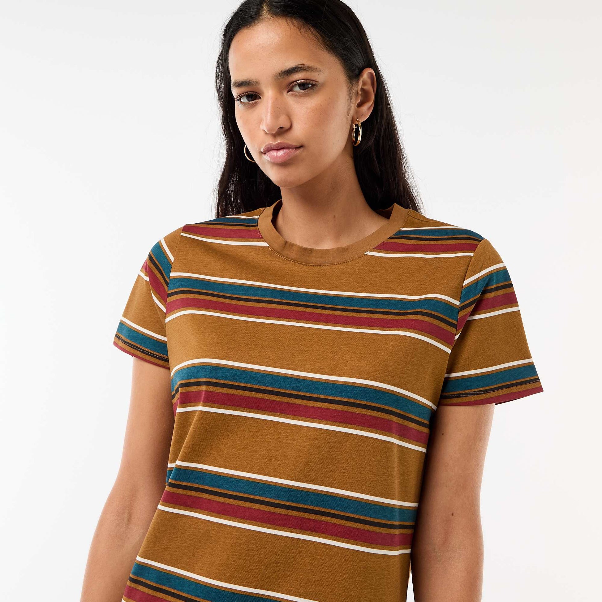 Robe longue en jersey manches courtes MARRON