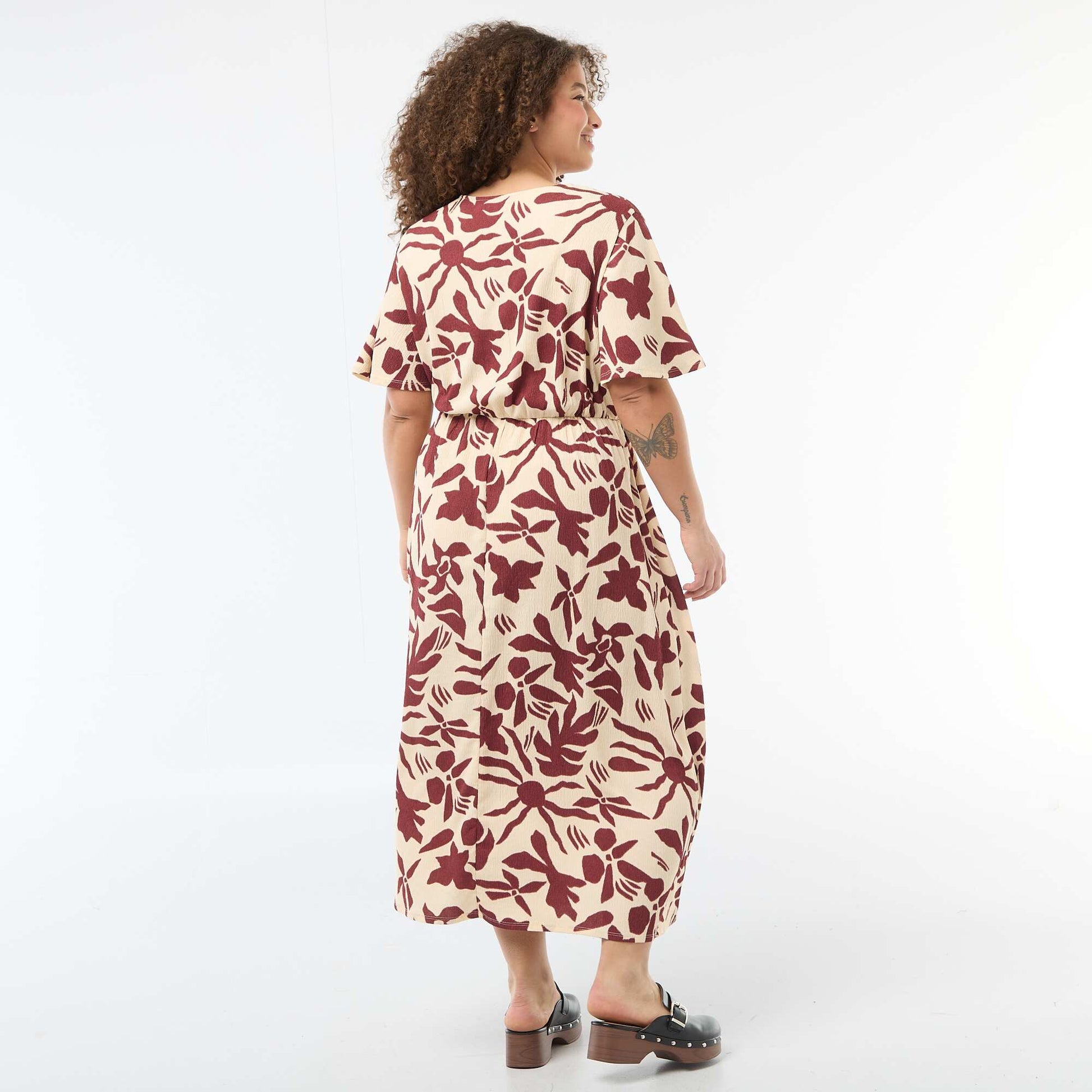 Robe longue coupe portefeuille BEIGE