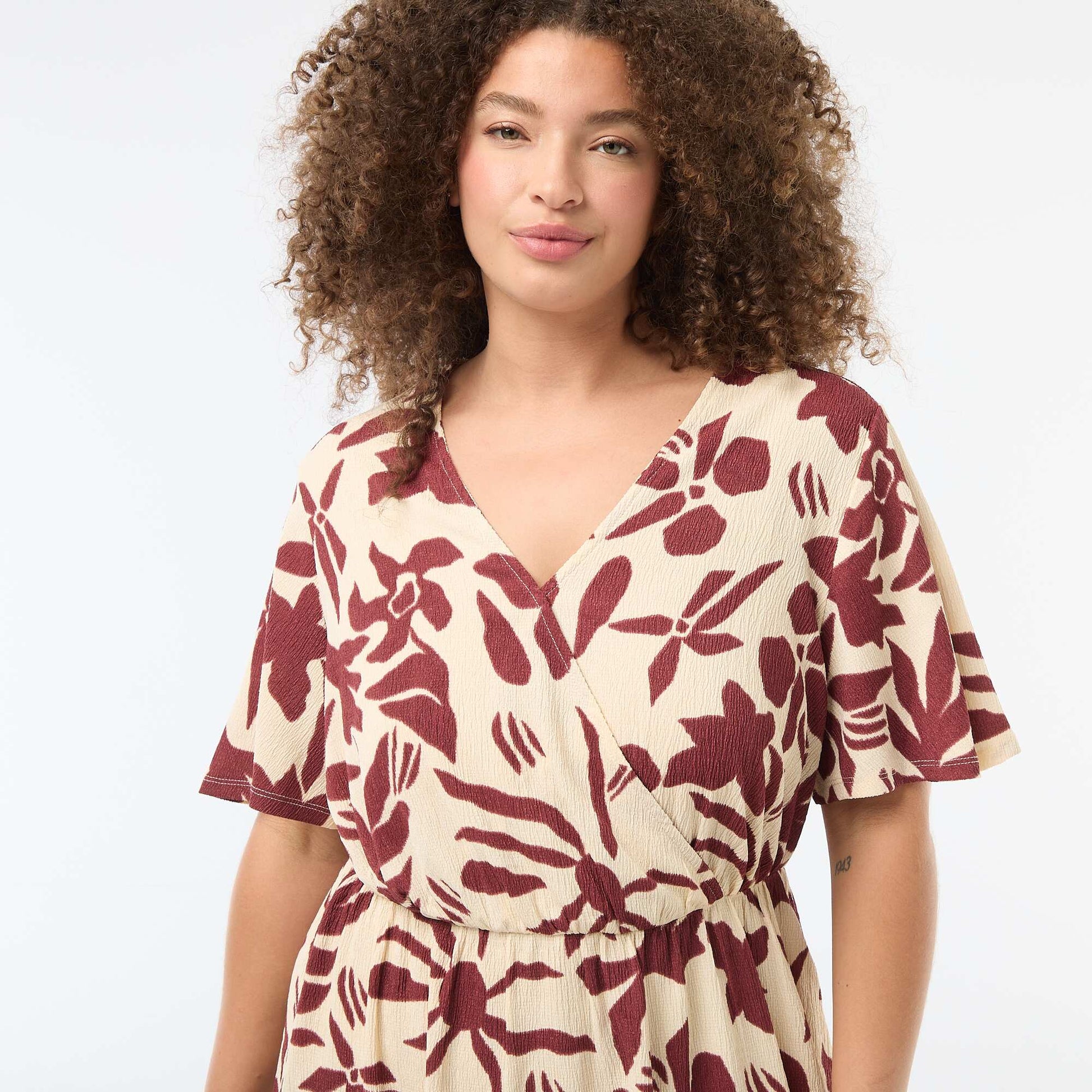 Robe longue coupe portefeuille BEIGE