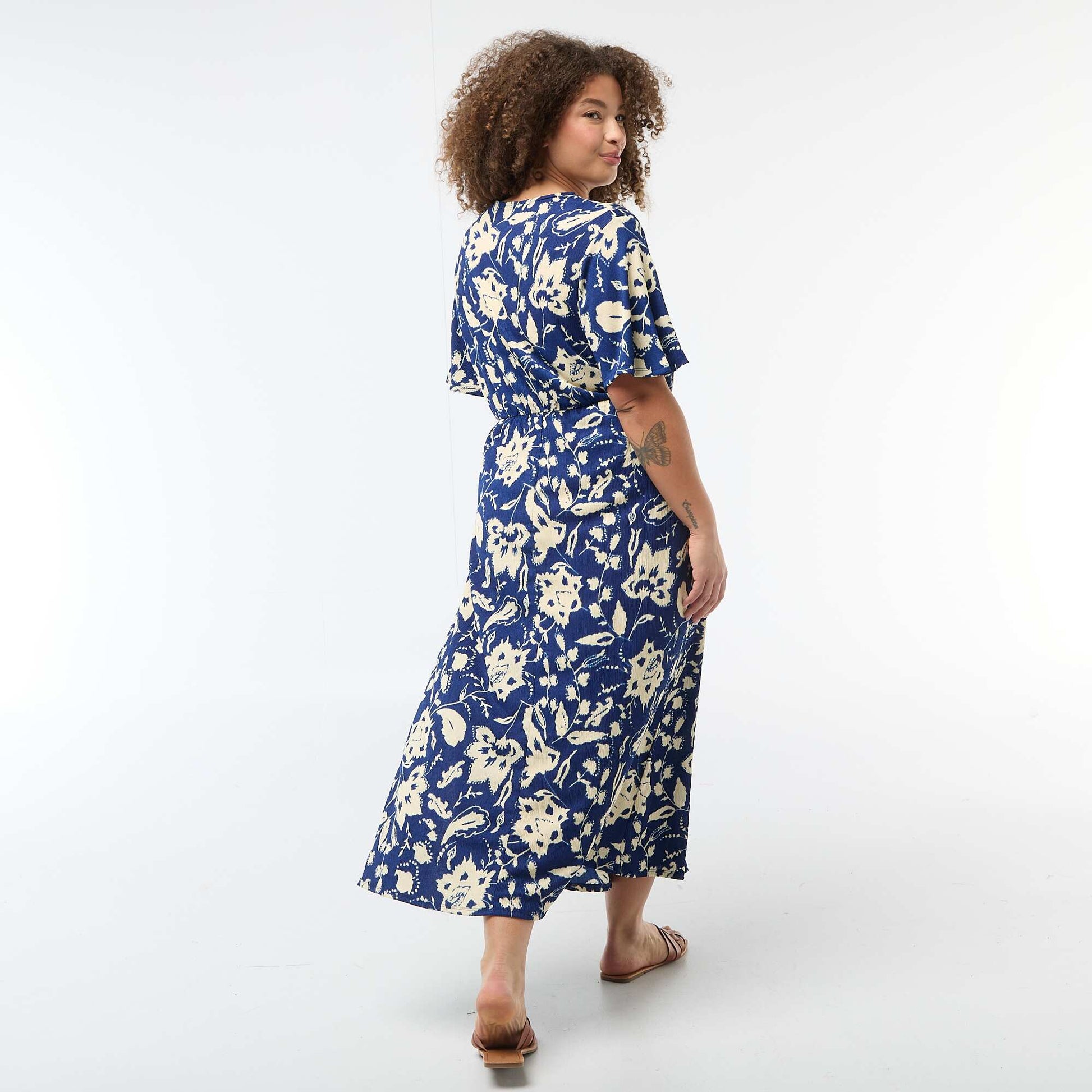 Robe longue coupe portefeuille BLEU