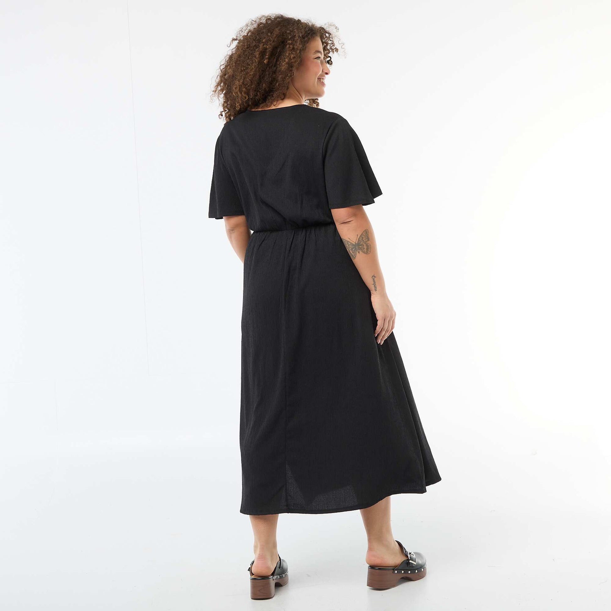 Robe longue coupe portefeuille NOIR