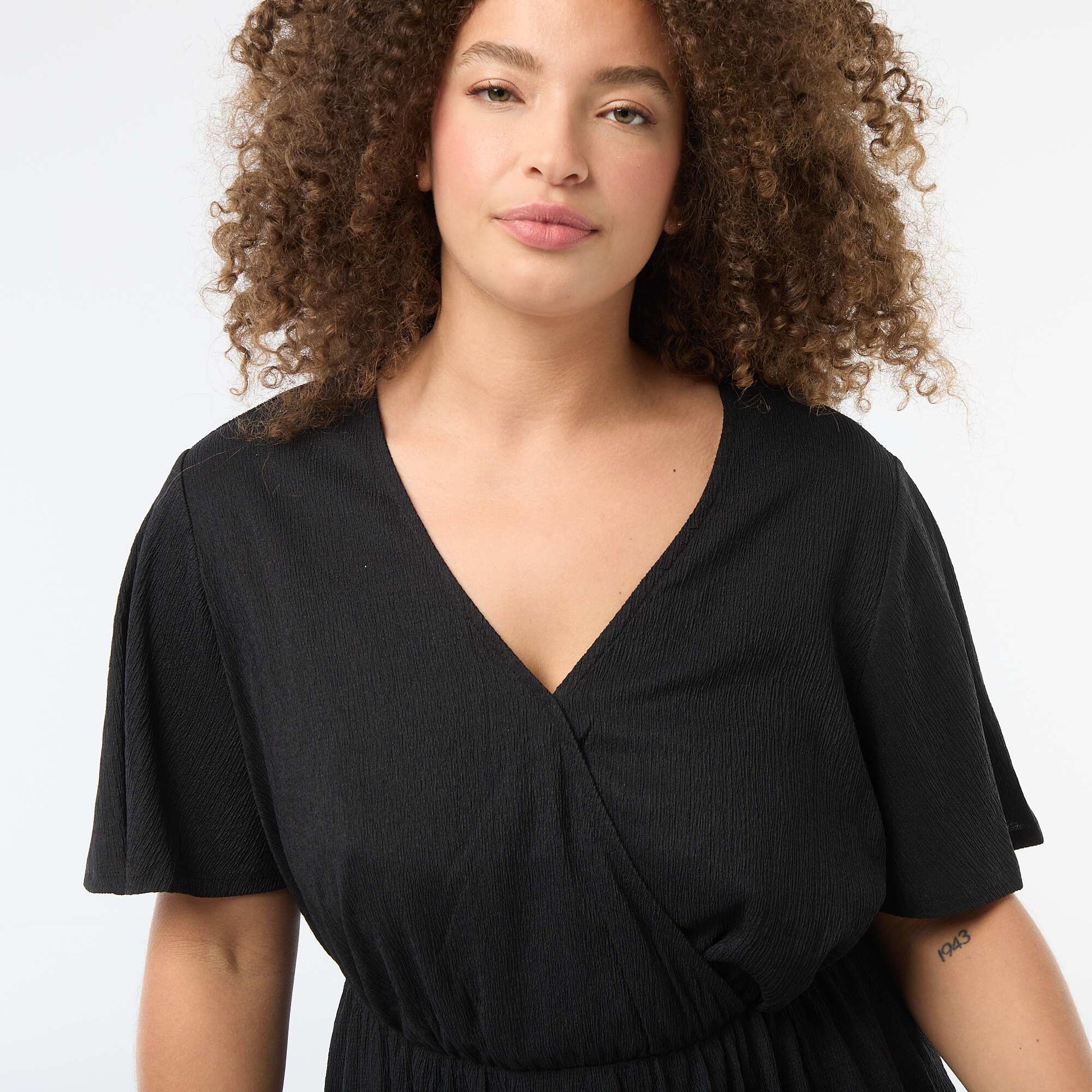Robe longue coupe portefeuille NOIR