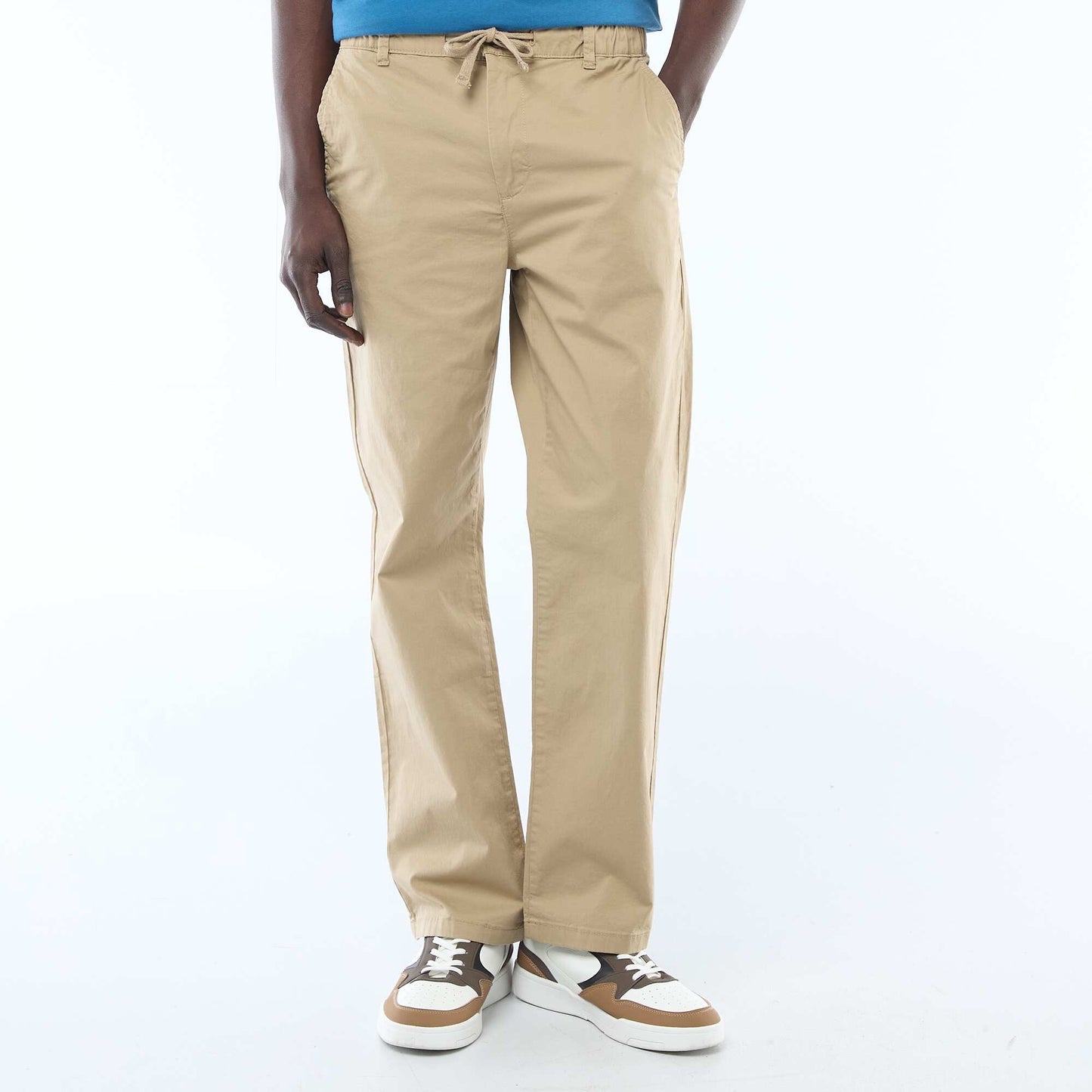 Pantalon regular en twill BEIGE