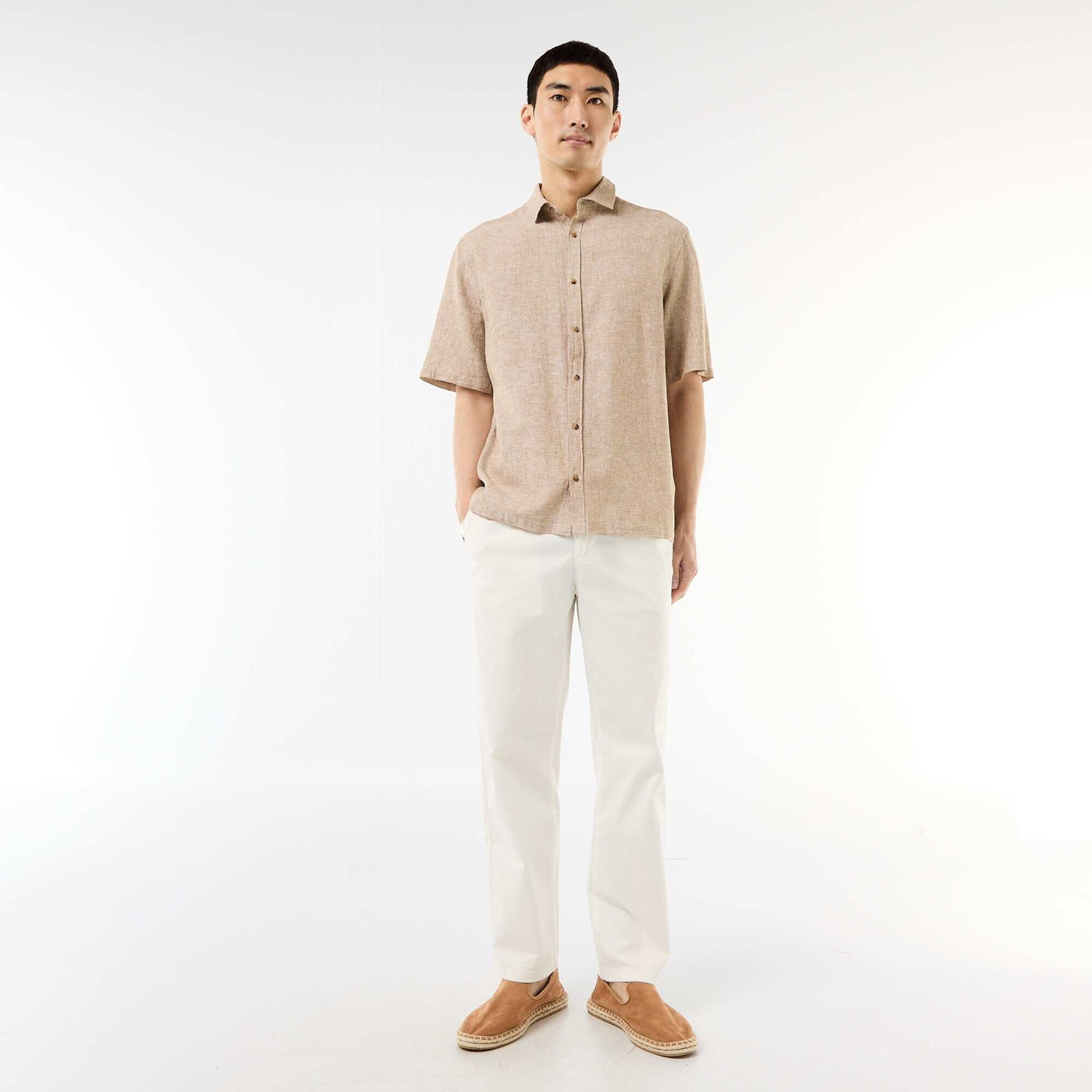 Pantalon regular en twill BLANC