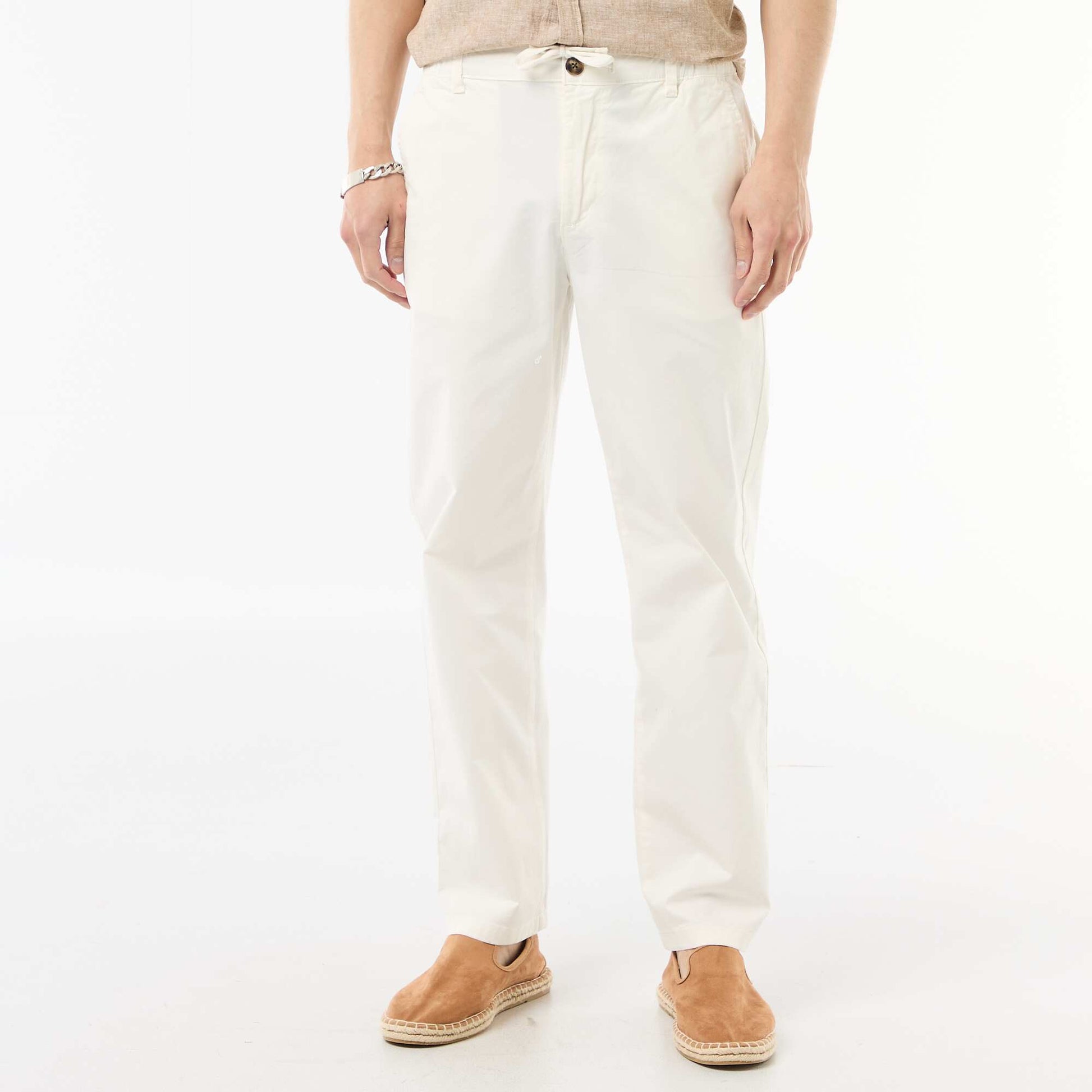 Pantalon regular en twill BLANC