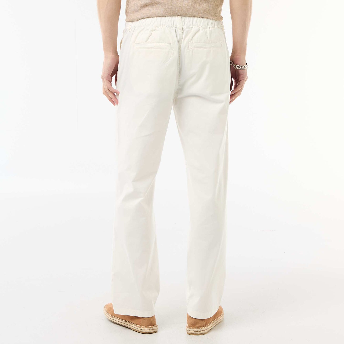 Pantalon regular en twill BLANC