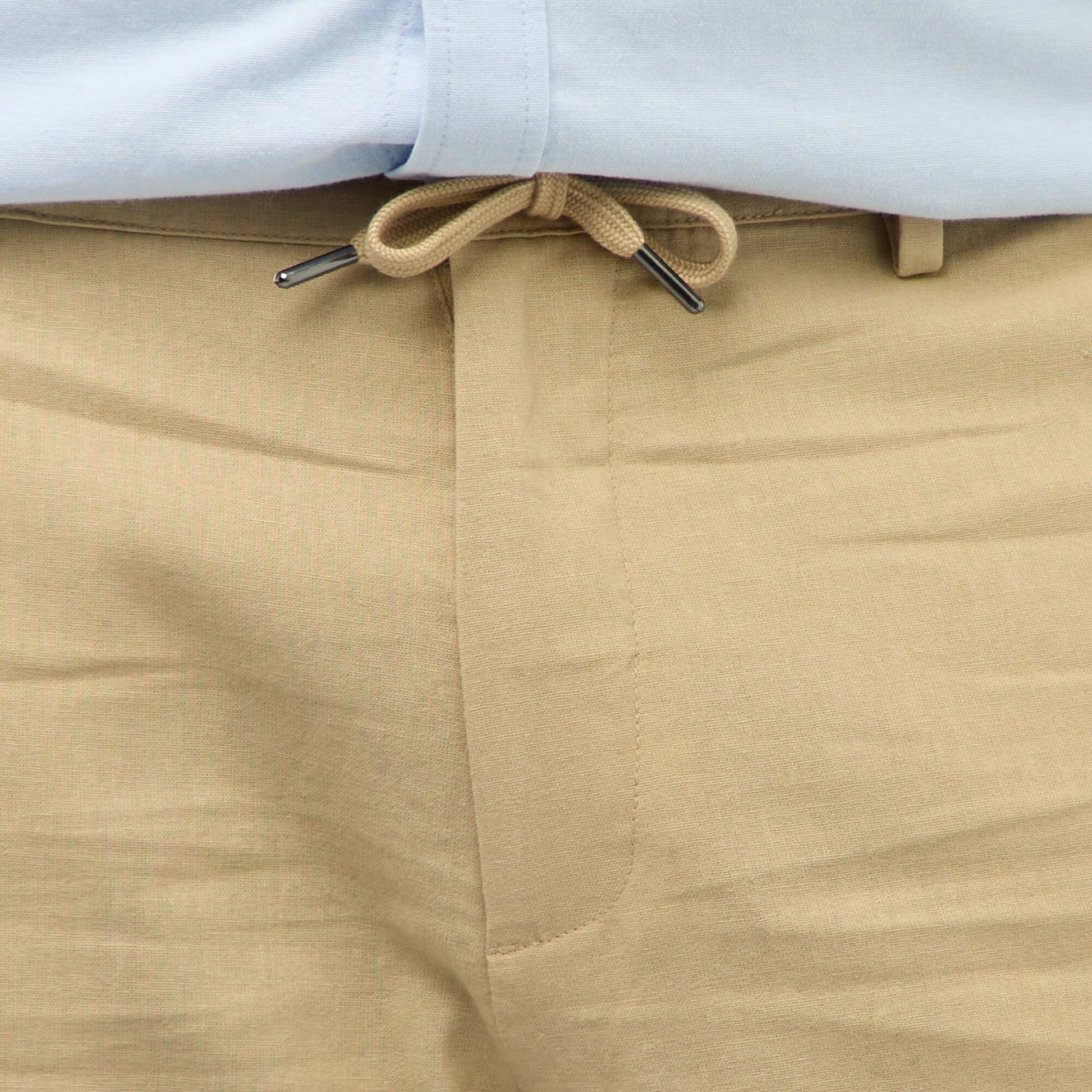 Pantalon droit en lin mélangé BEIGE