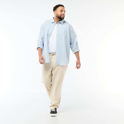 Pantalon droit en lin mélangé BLANC