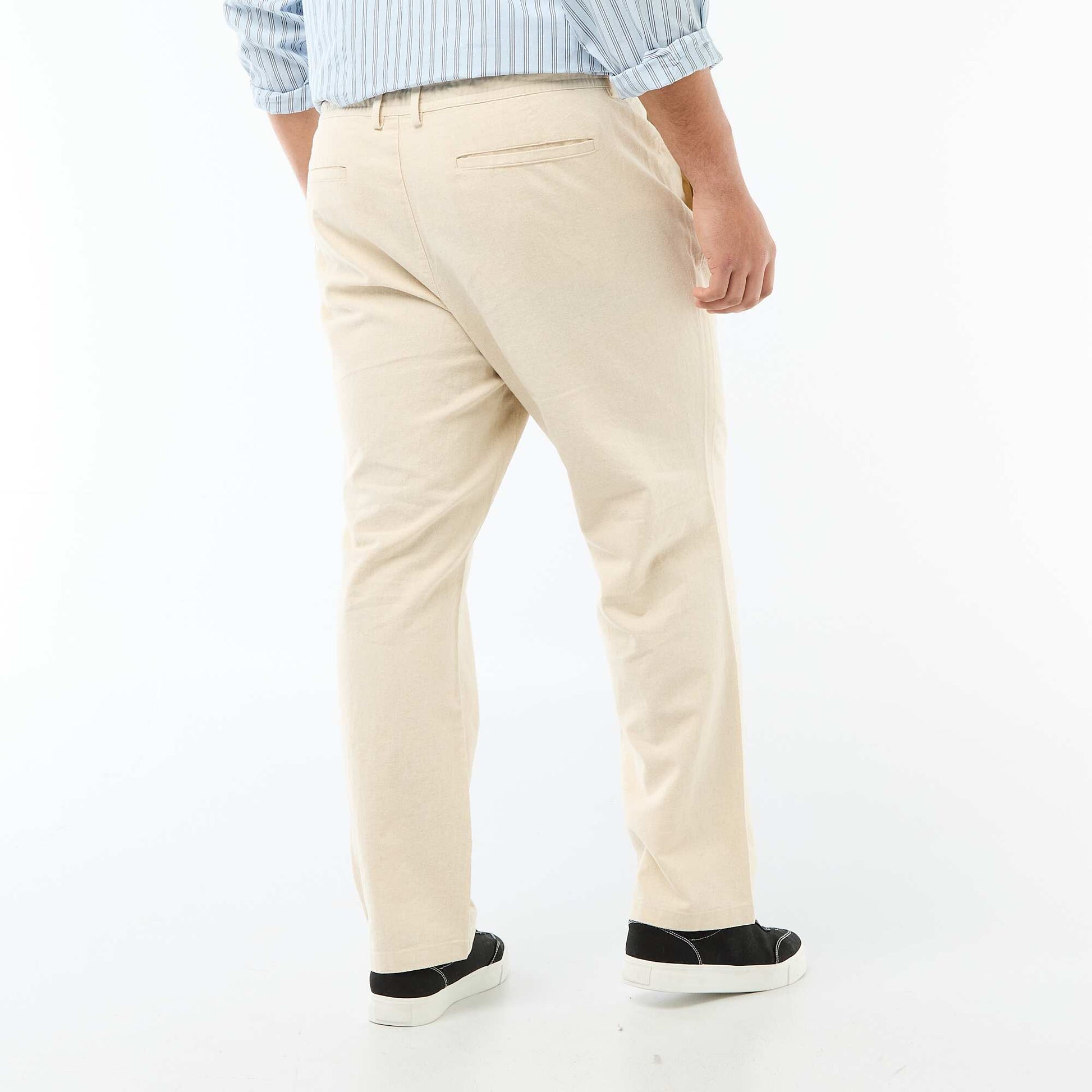 Pantalon droit en lin mélangé BLANC