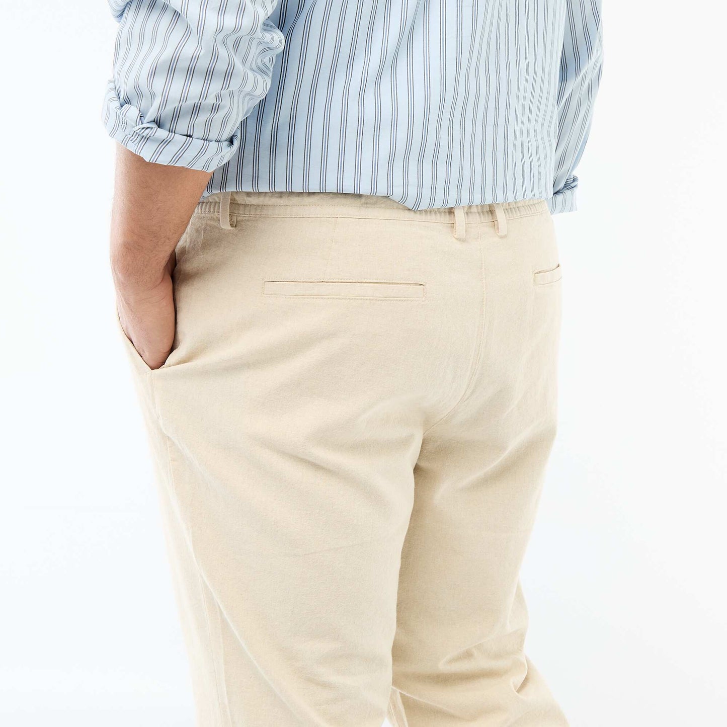 Pantalon droit en lin mélangé BLANC