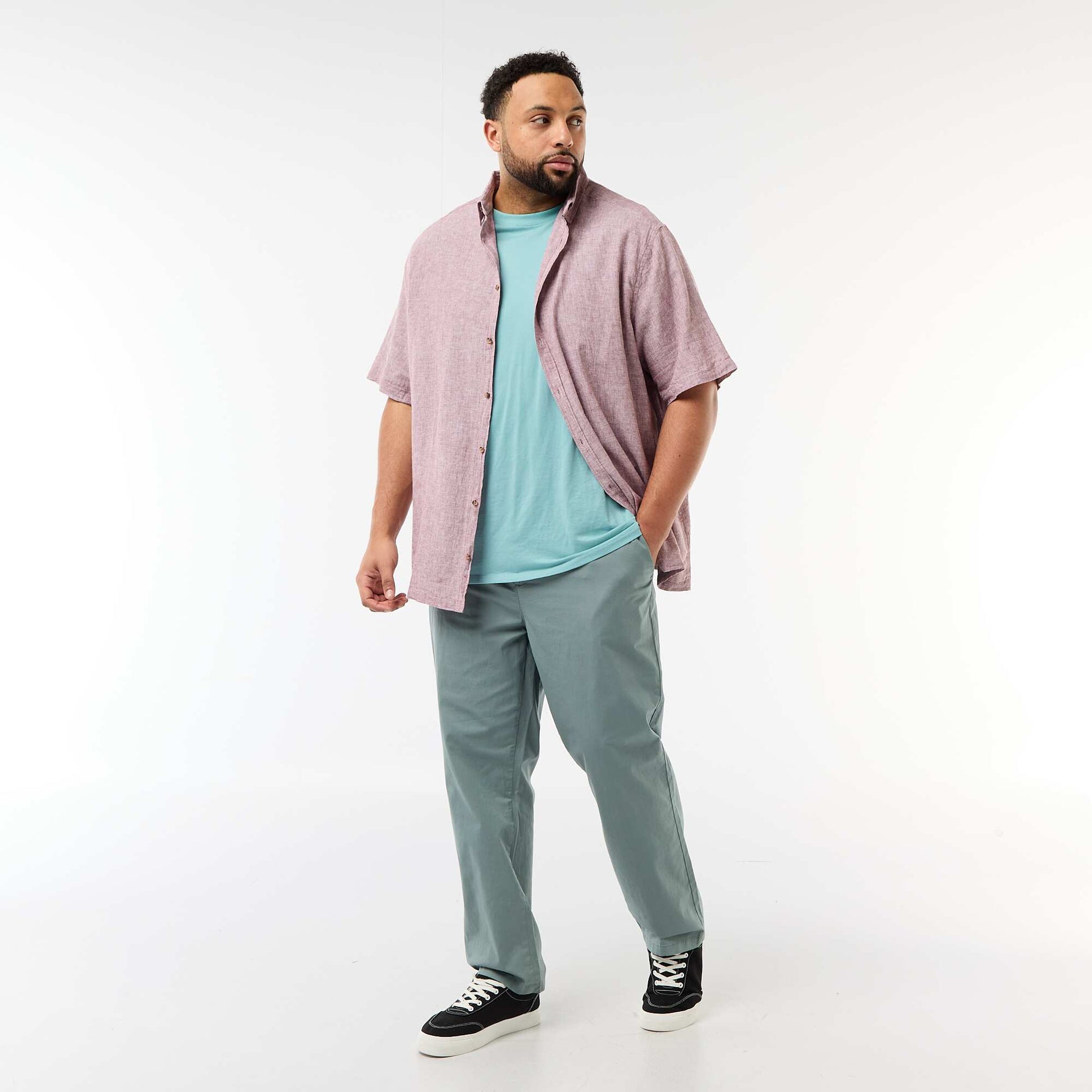 Pantalon chino en twill avec cordons de serrage BLEU