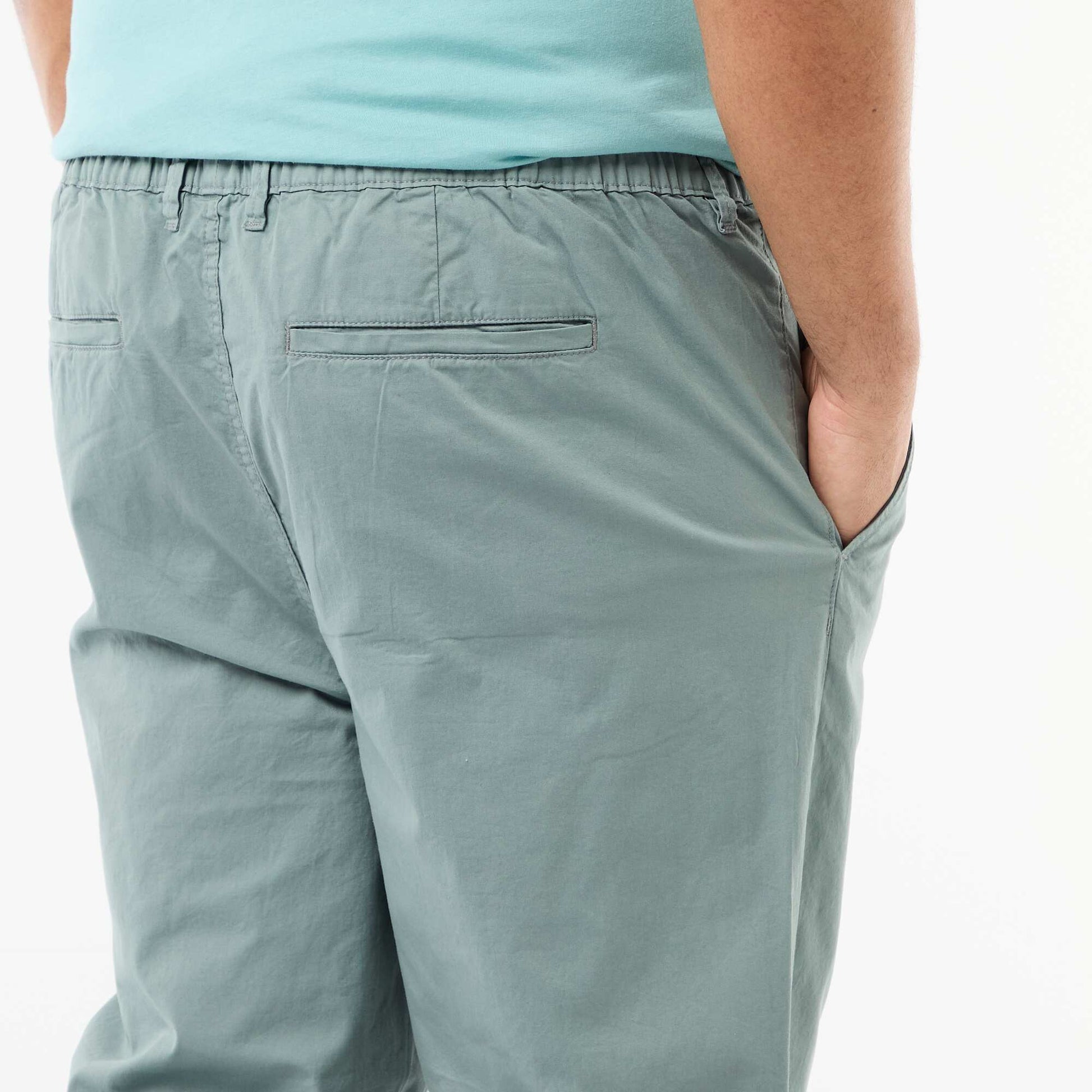 Pantalon chino en twill avec cordons de serrage BLEU