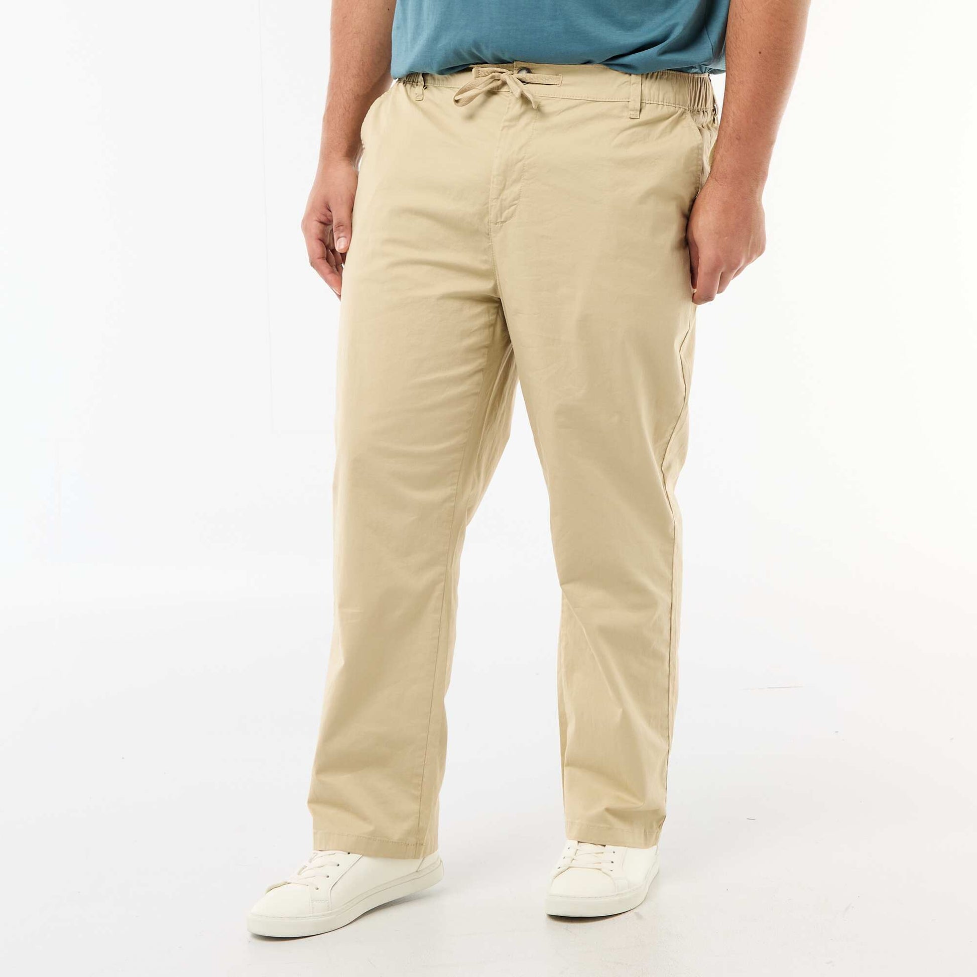 Pantalon chino en twill avec cordons de serrage BEIGE