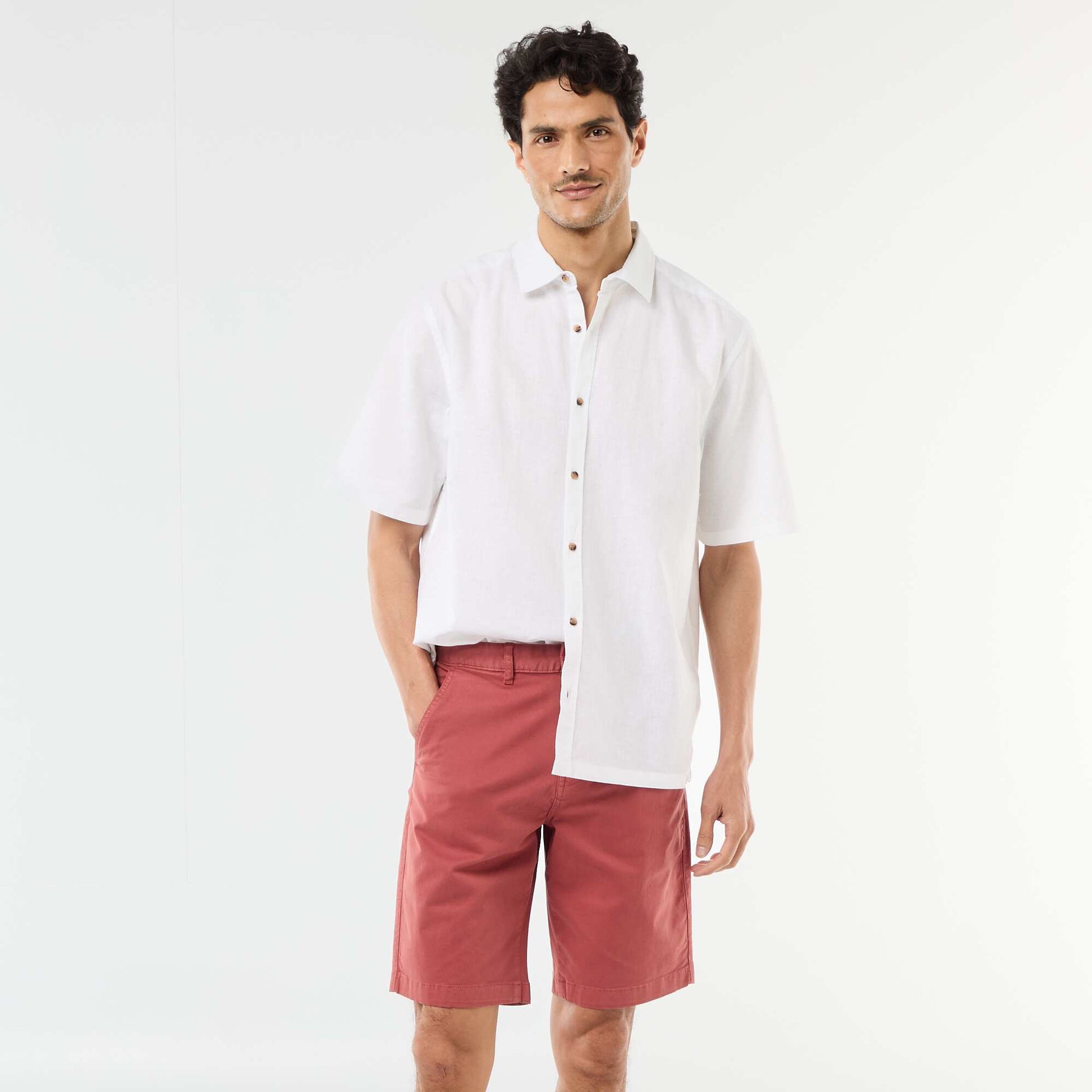 Bermuda chino uni en twill ROSE