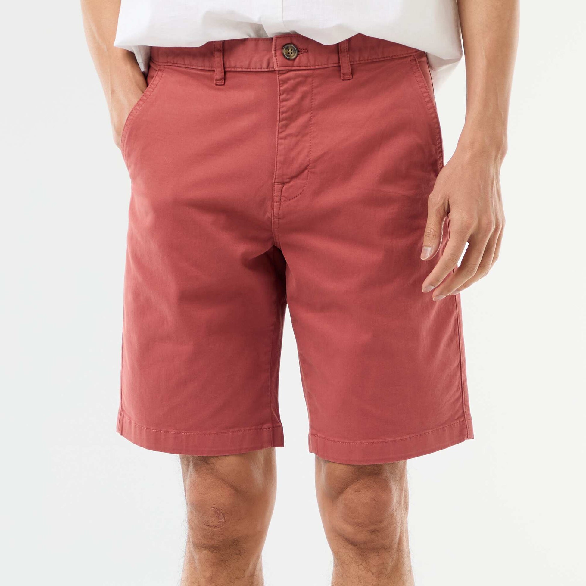 Bermuda chino uni en twill ROSE