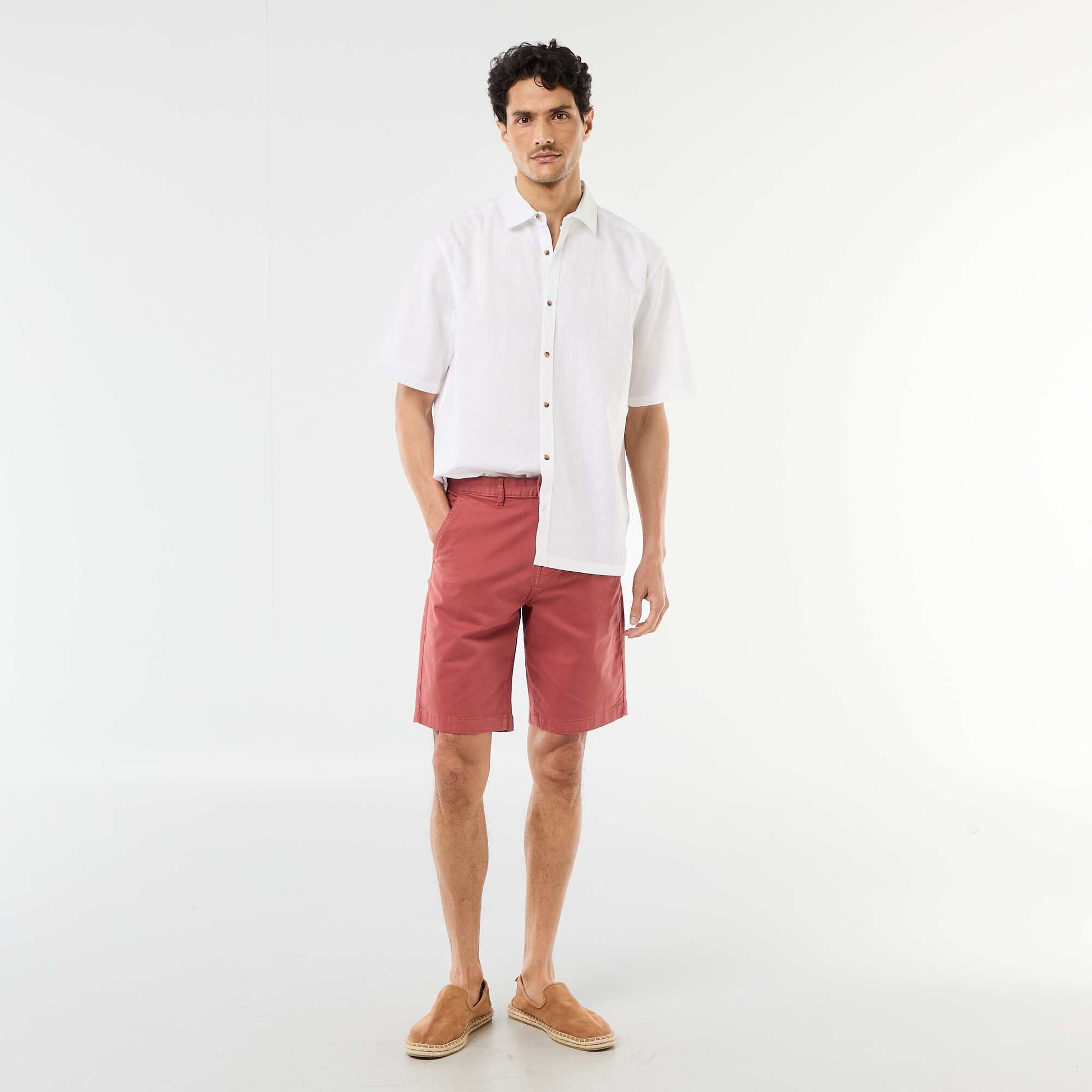 Bermuda chino uni en twill ROSE