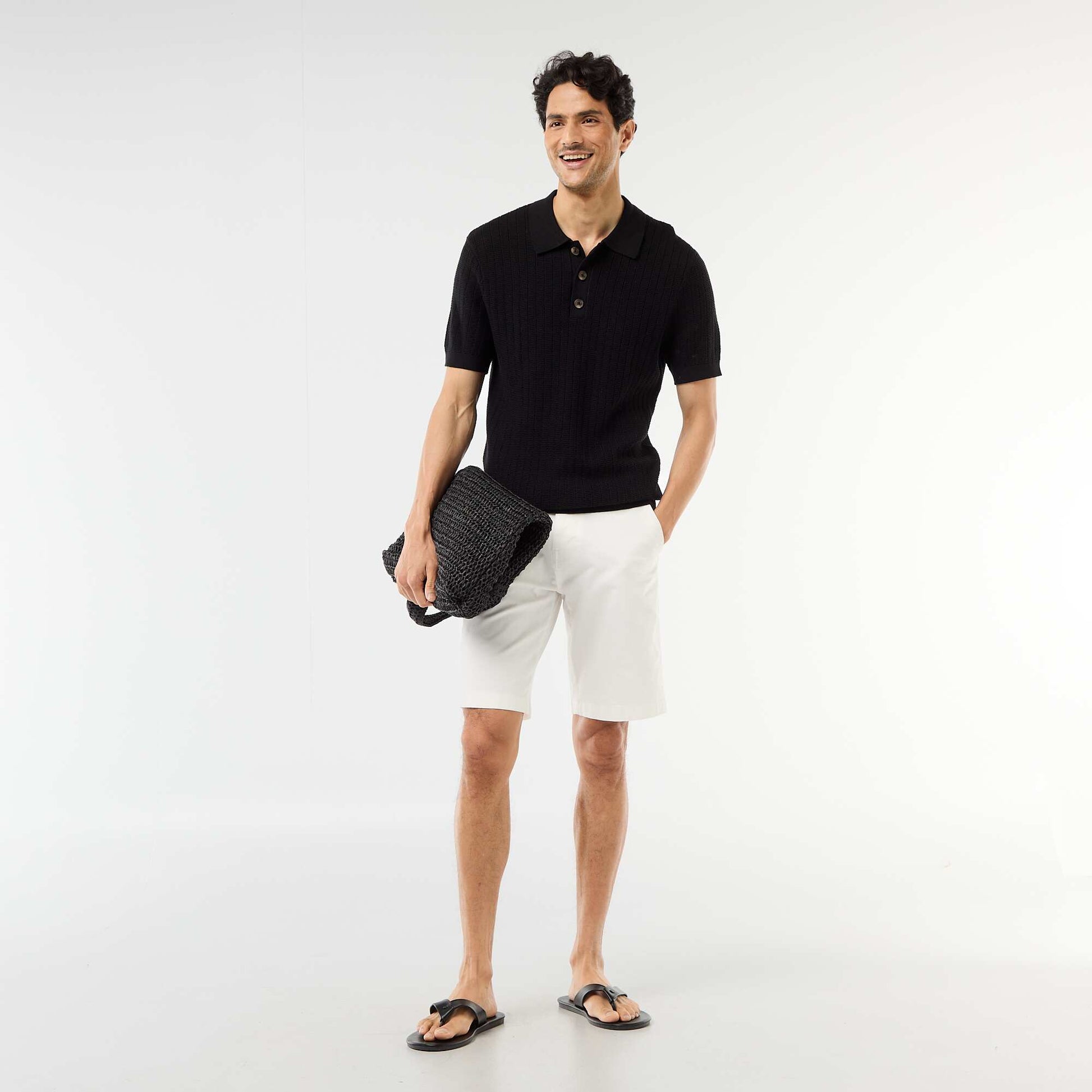 Bermuda chino uni en twill BLANC