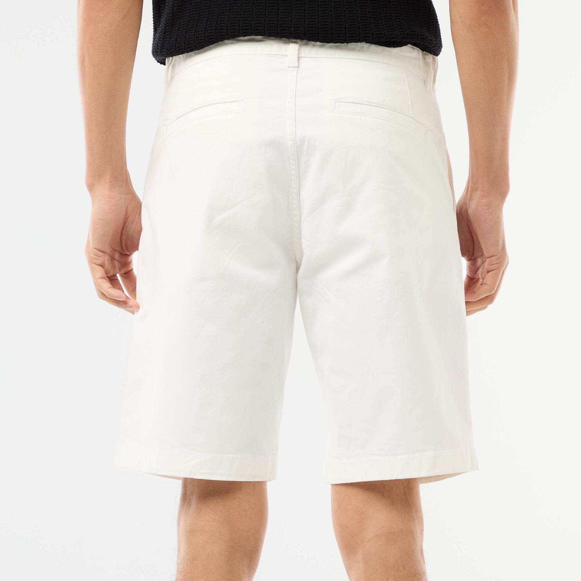 Bermuda chino uni en twill BLANC