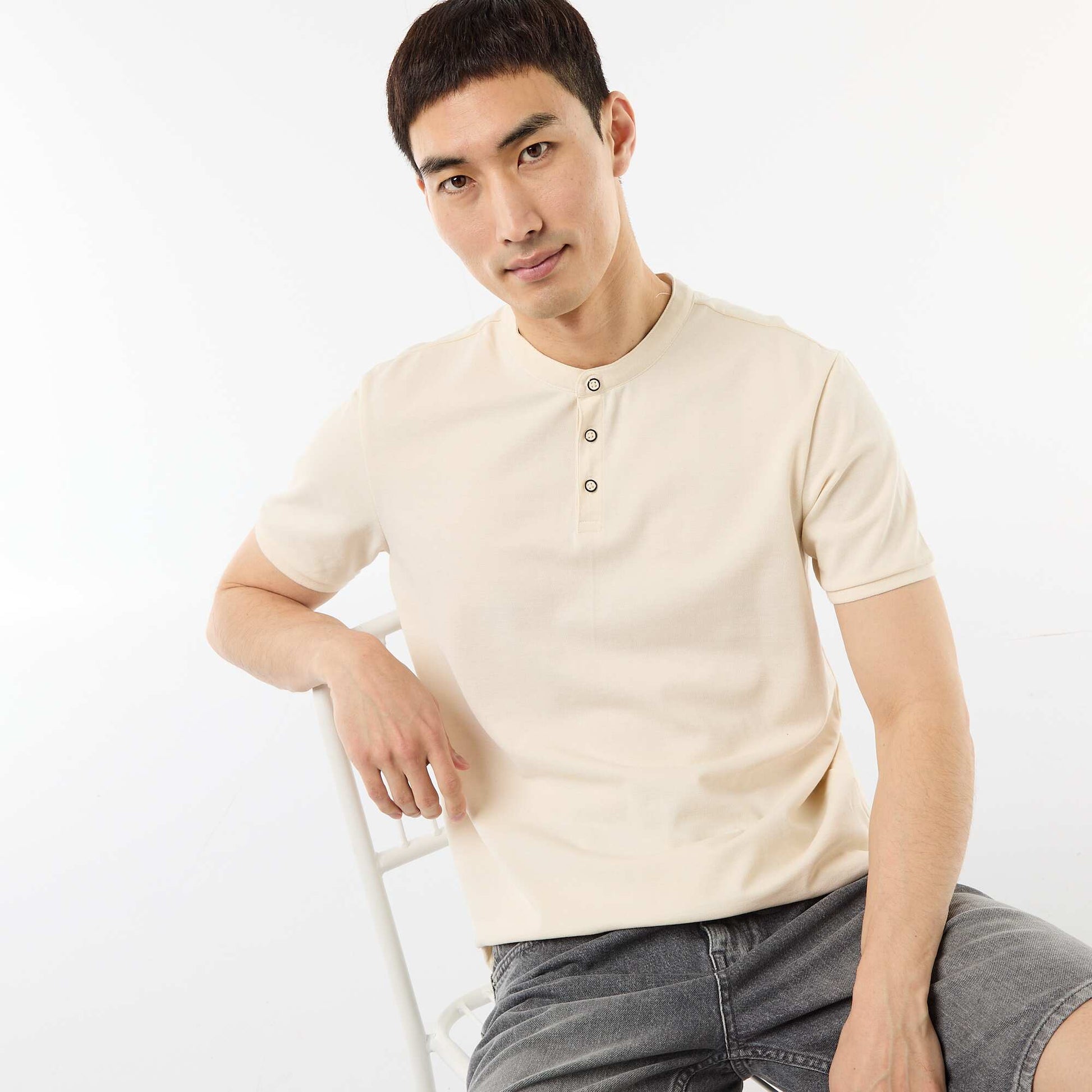 Polo col mao BLANC