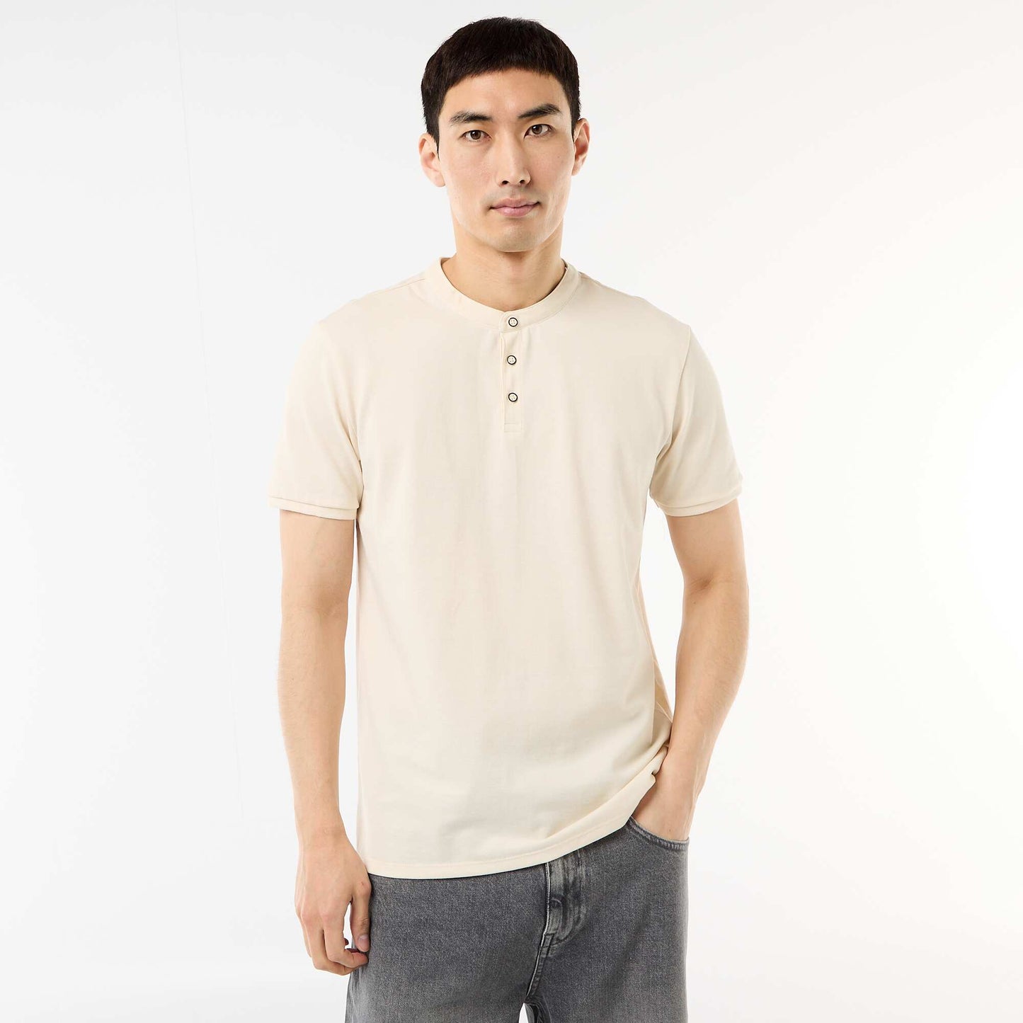 Polo col mao BLANC