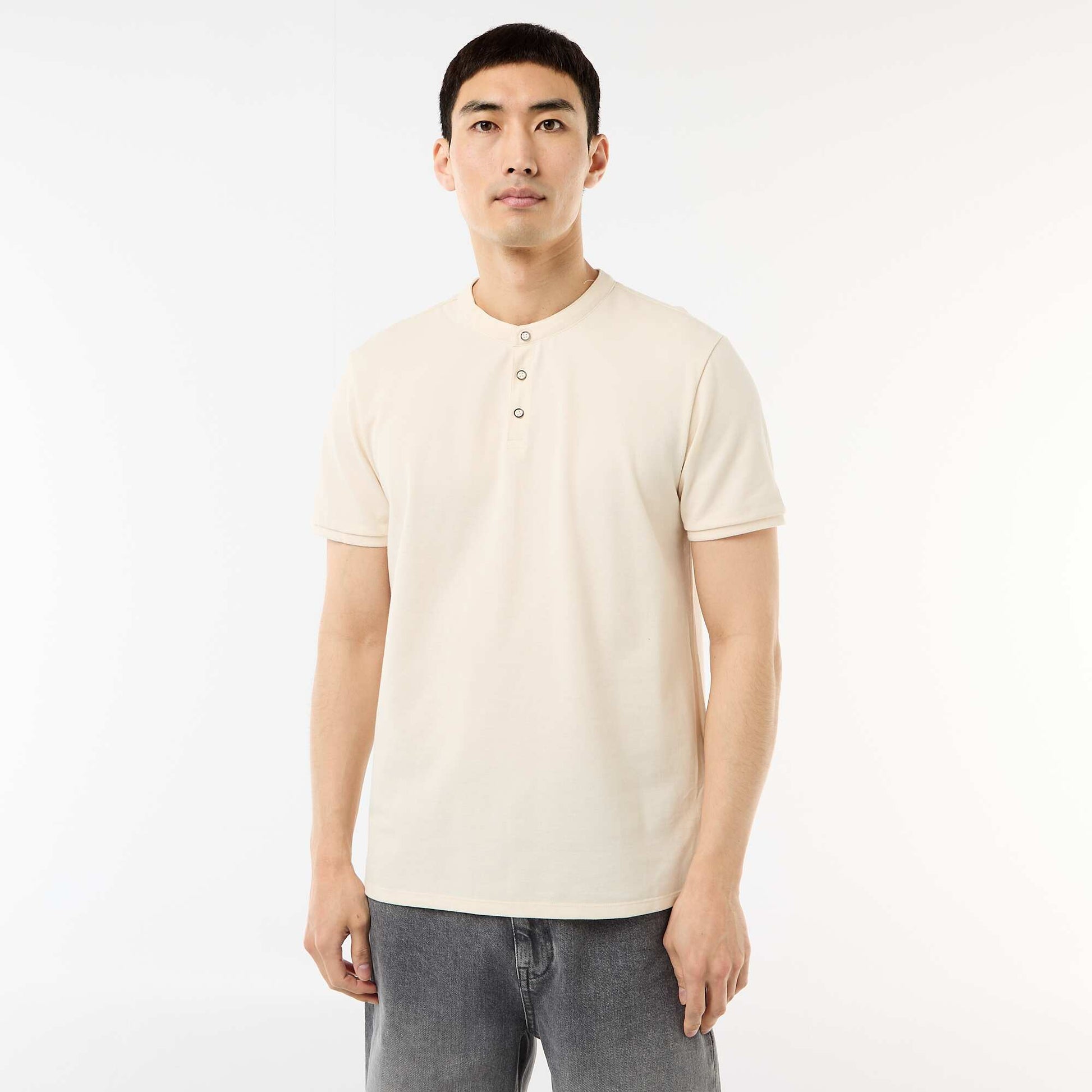 Polo col mao BLANC