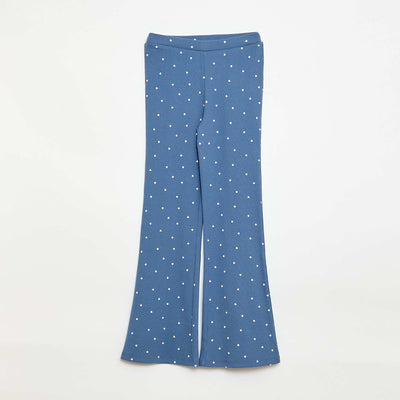 Legging côtelé à motif BLEU