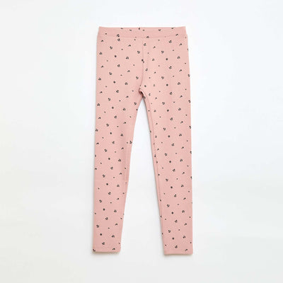Legging côtelé à motif ROSE