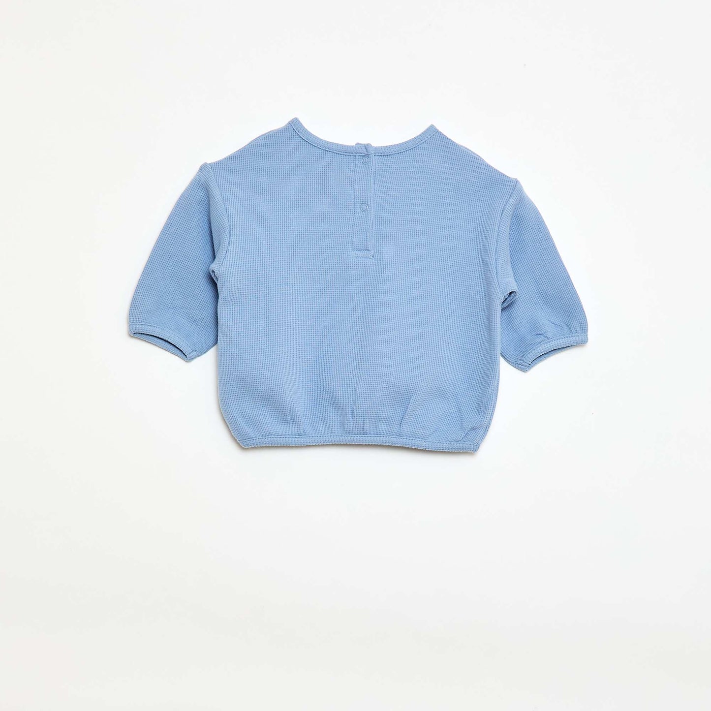 T-shirt à manches longues en maille gaufrée BLEU
