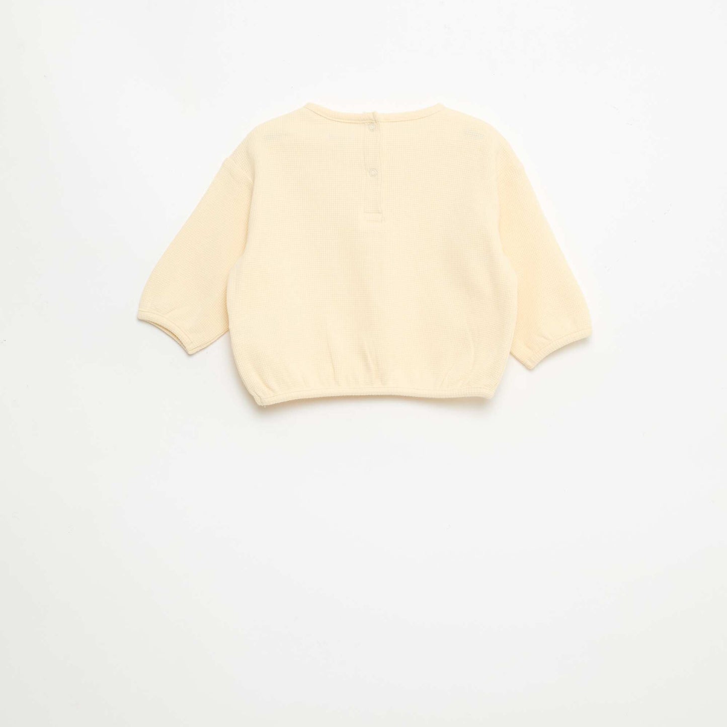 T-shirt à manches longues en maille gaufrée BEIGE