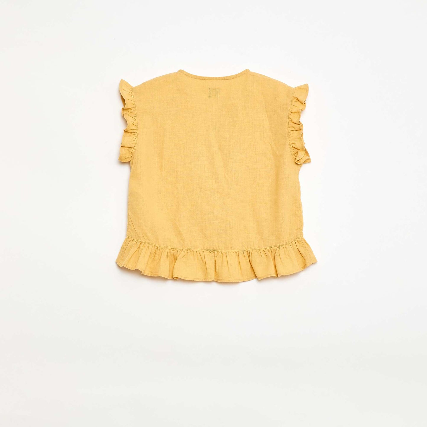 Top à volants en lin mélangé BEIGE