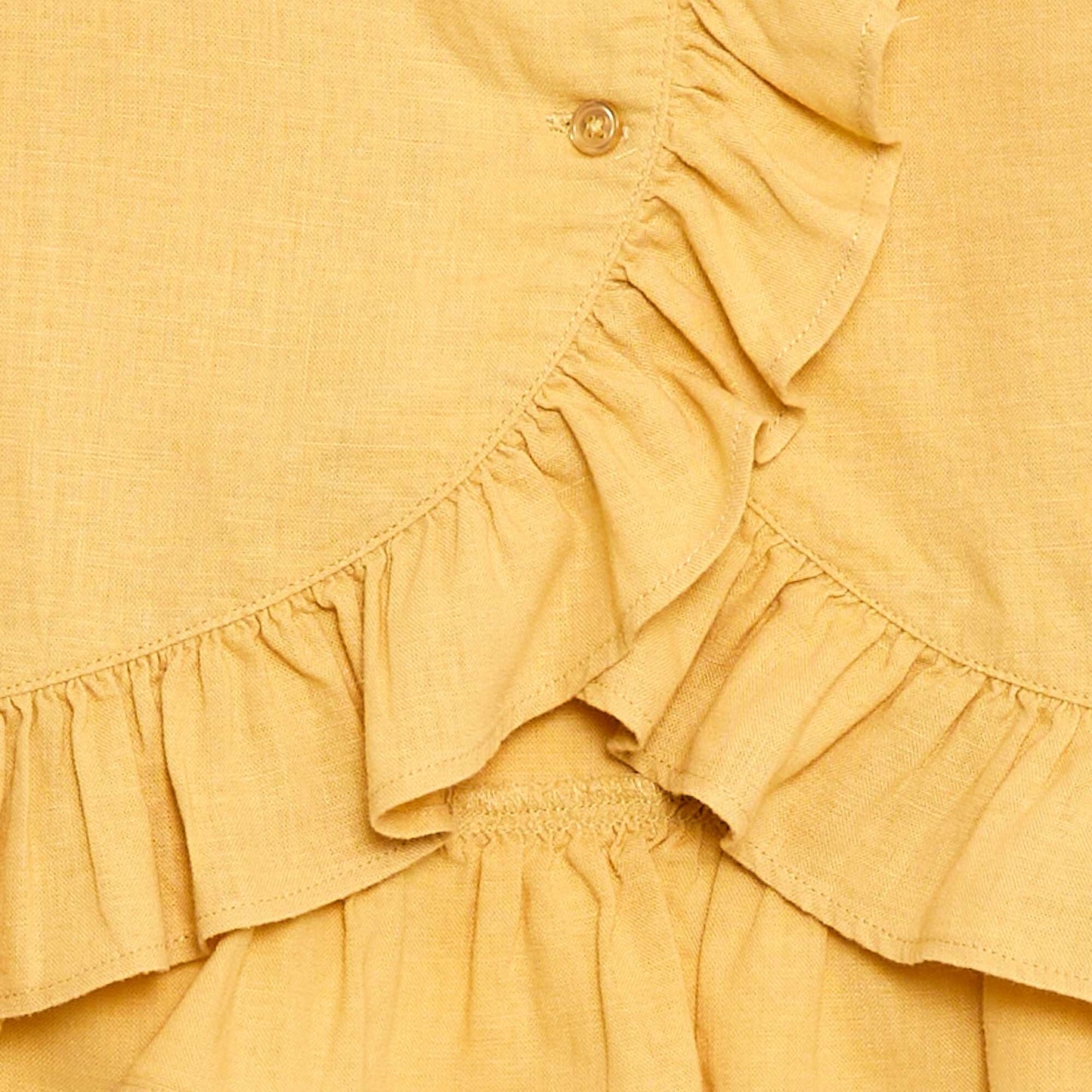 Top à volants en lin mélangé BEIGE