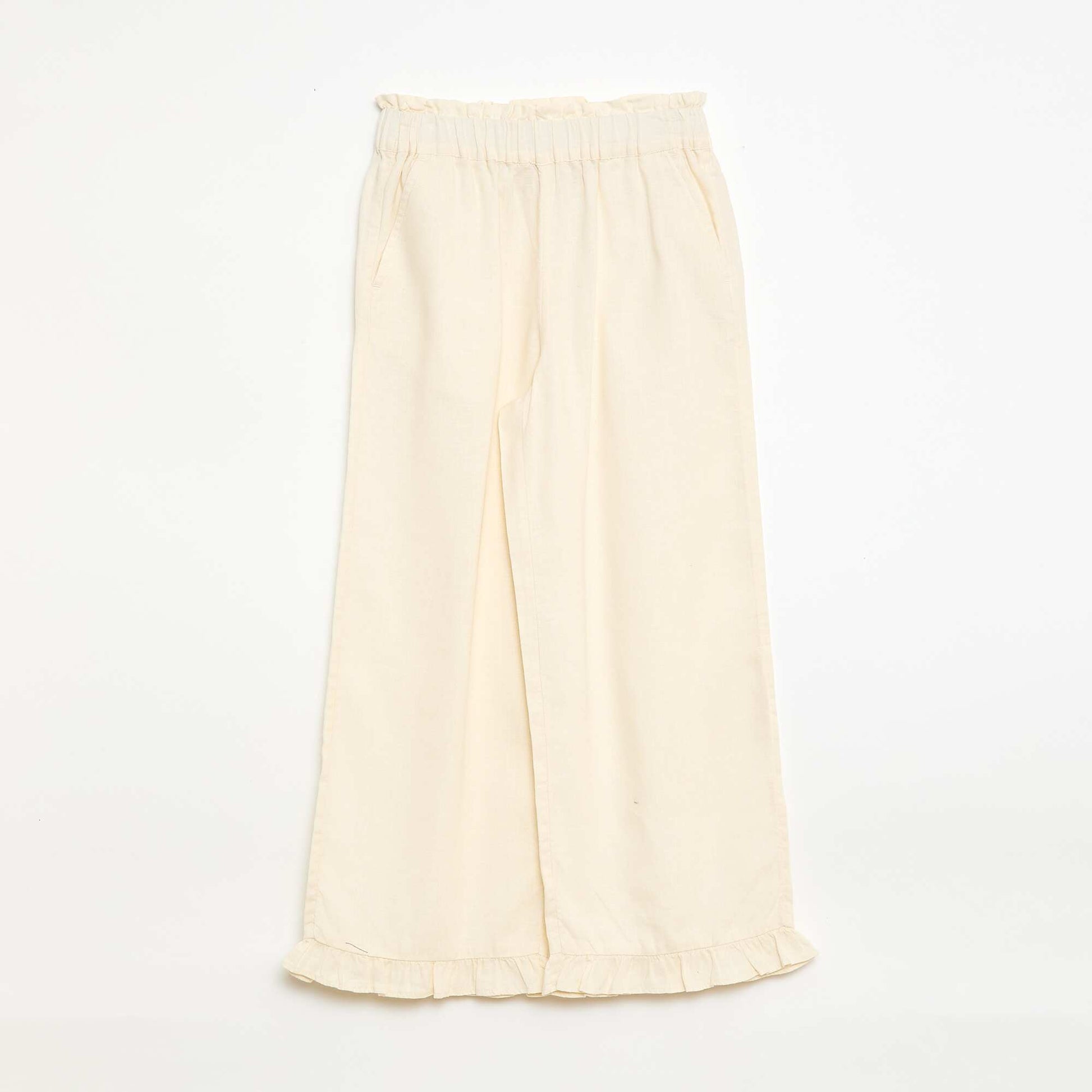 Pantalon en lin mélangé BLANC