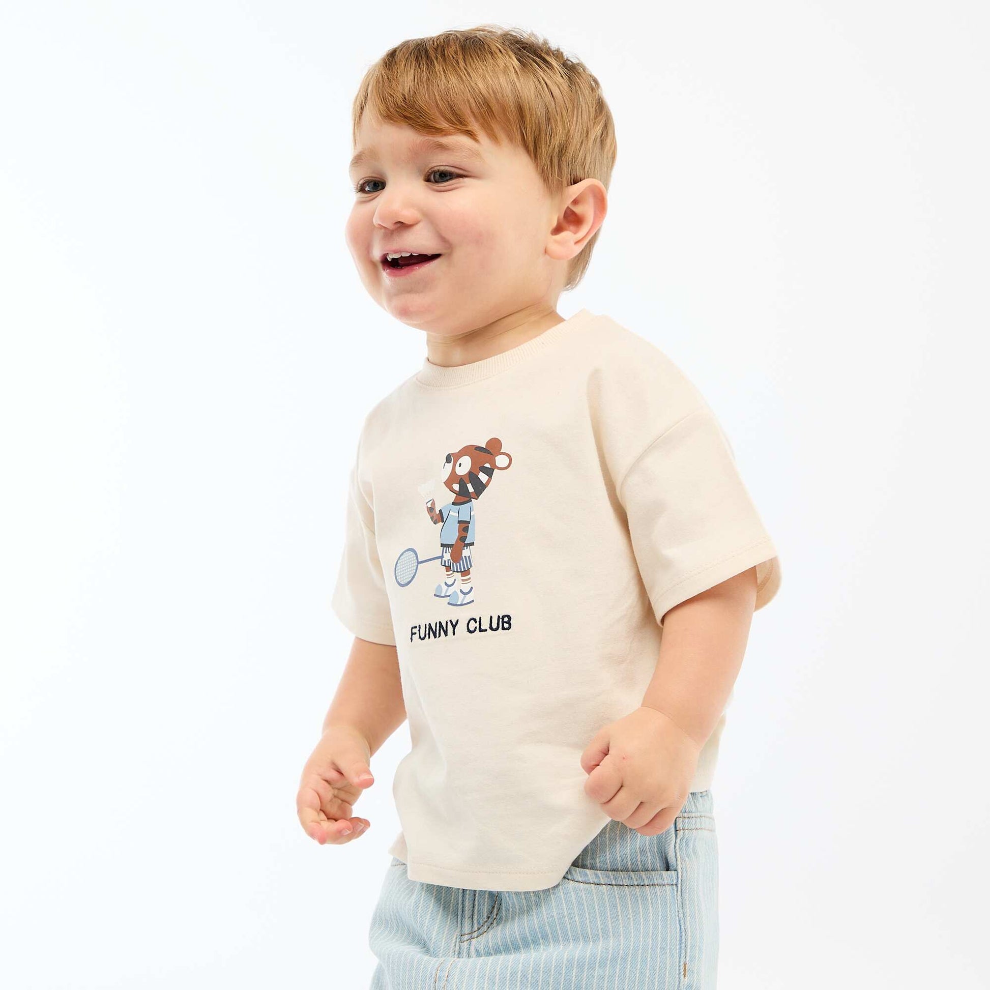 T-shirt en jersey imprimé manches courtes BLANC