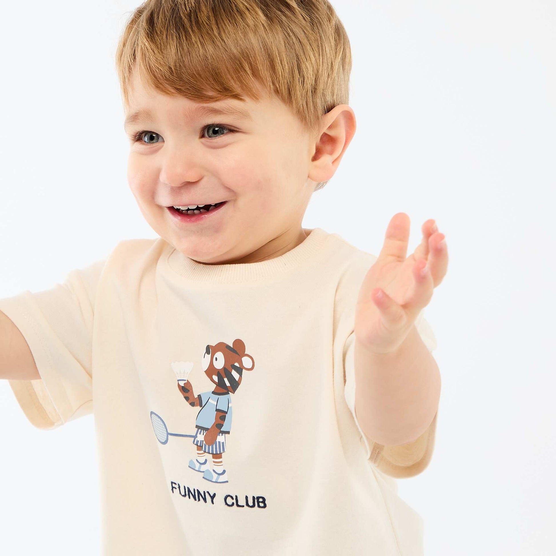 T-shirt en jersey imprimé manches courtes BLANC