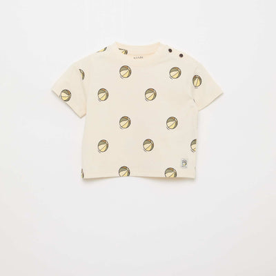 T-shirt en jersey imprimé manches courtes BLANC