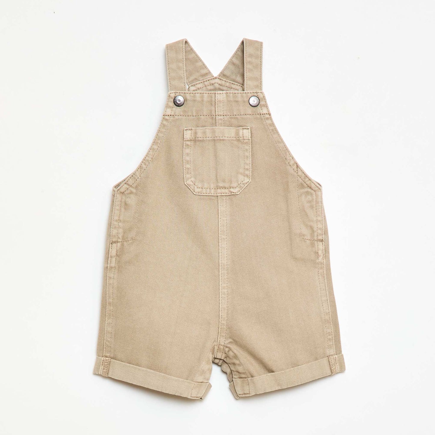 Salopette courte denim en coton unie BEIGE